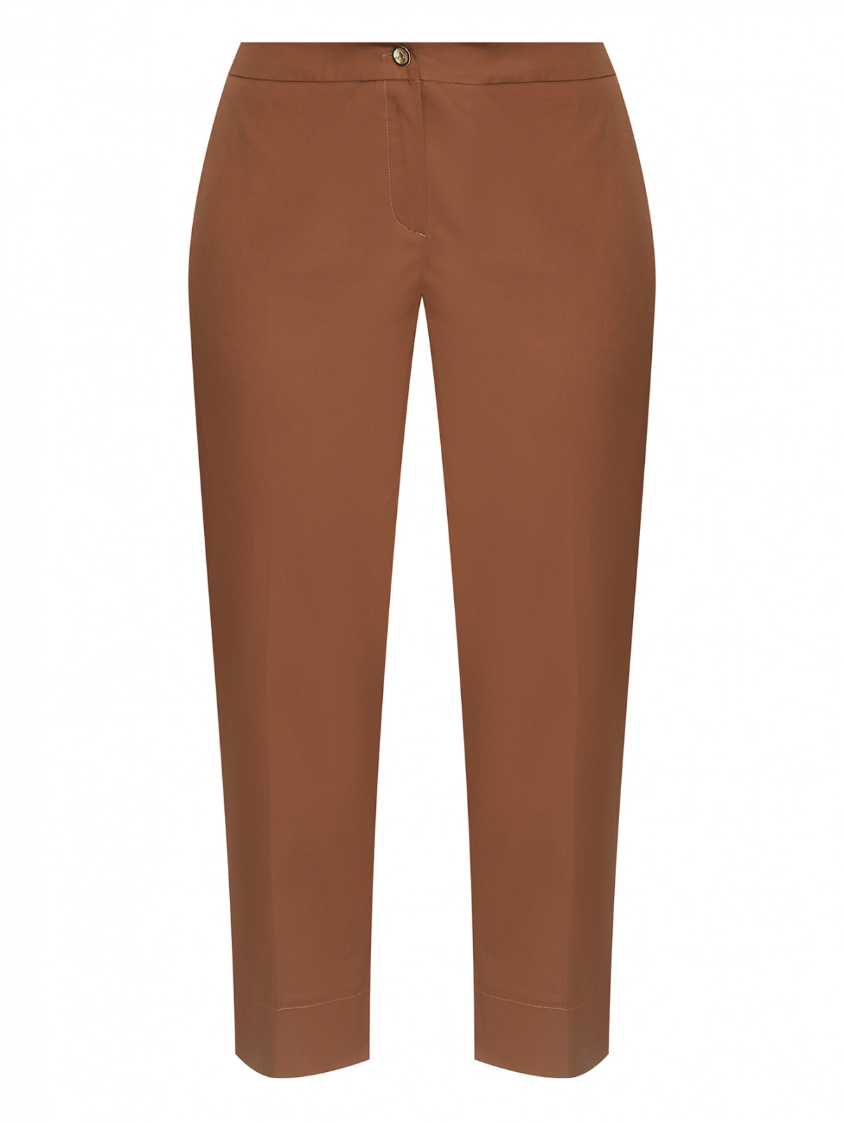 Укороченные брюки из хлопка Persona by Marina Rinaldi  –  Общий вид  – Цвет:  Коричневый