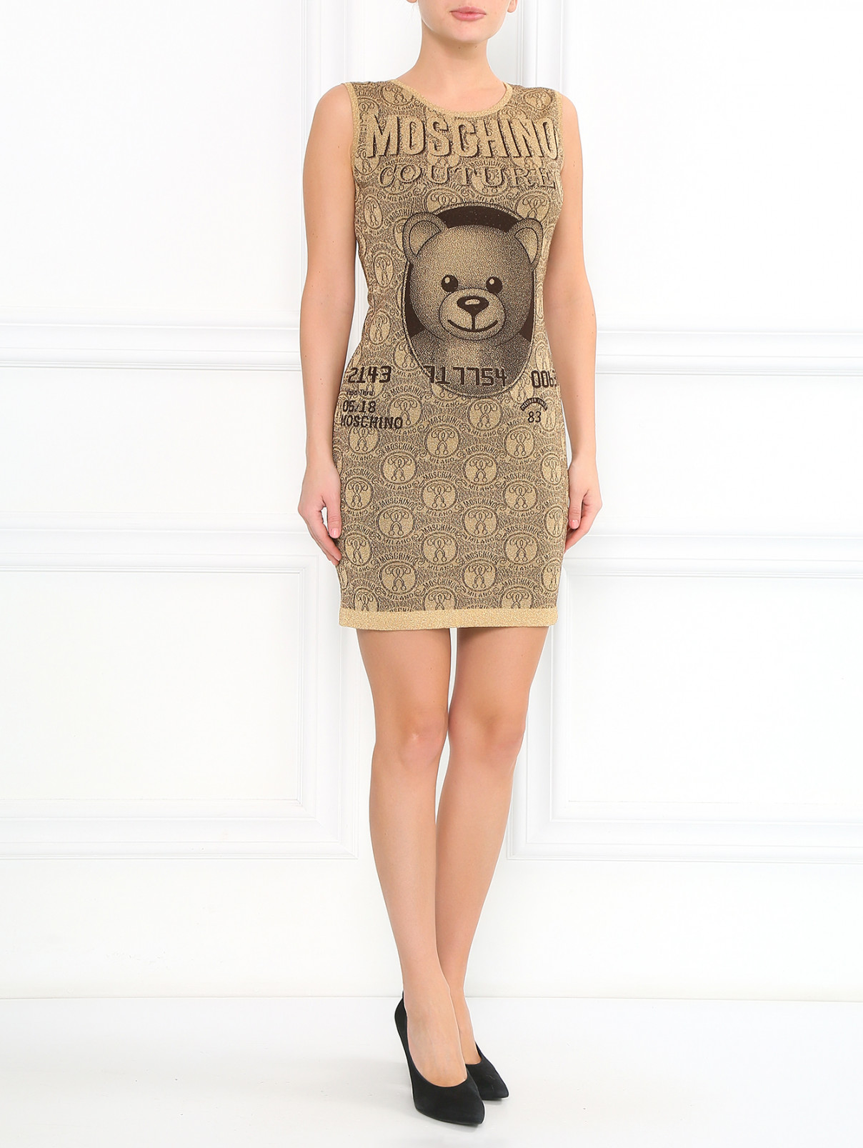Трикотажное платье с узором Moschino Couture  –  Модель Общий вид  – Цвет:  Золотой