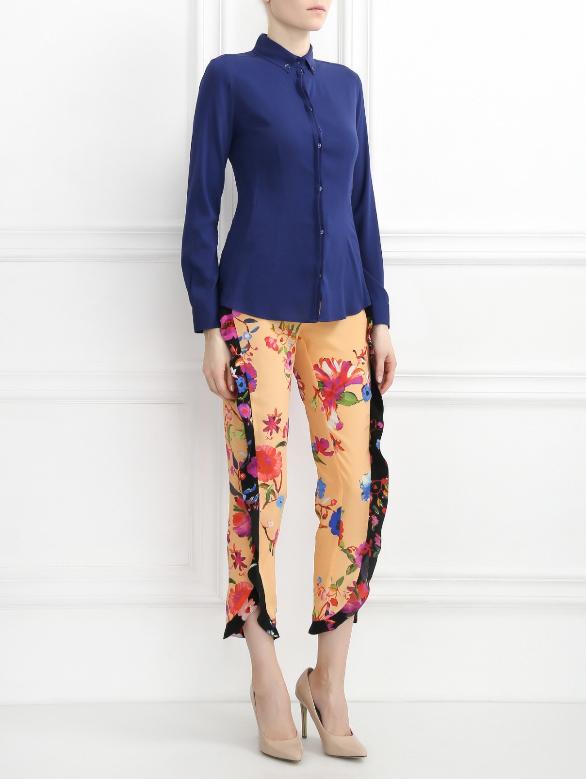 Блуза из шелка Emporio Armani  –  Модель Общий вид  – Цвет:  Синий