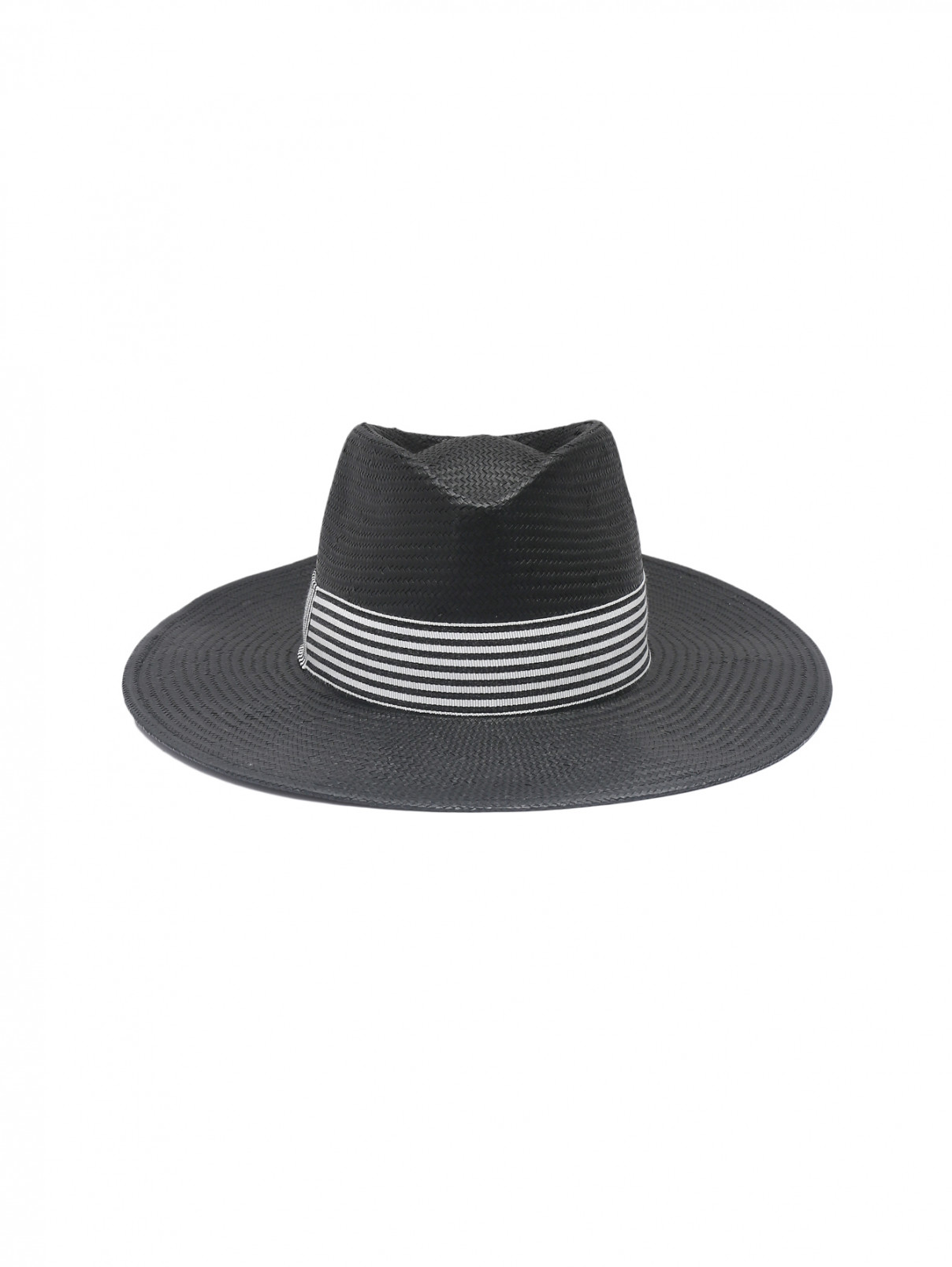 Шляпа плетеная с лентой Weekend Max Mara  –  Общий вид  – Цвет:  Черный
