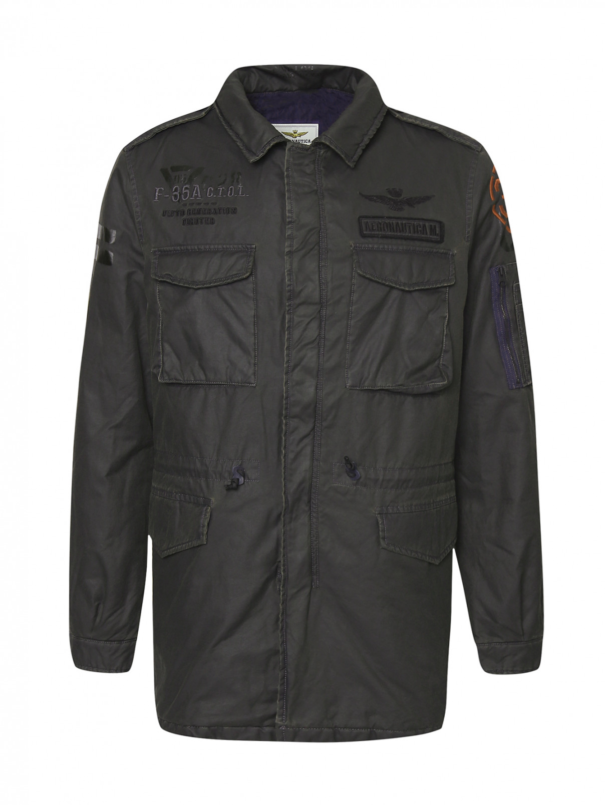 Куртка на молнии и с накладными карманами Aeronautica Militare  –  Общий вид  – Цвет:  Серый