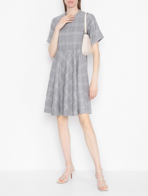 Платье-мини из смешанной шерсти с коротким рукавом - Общий вид