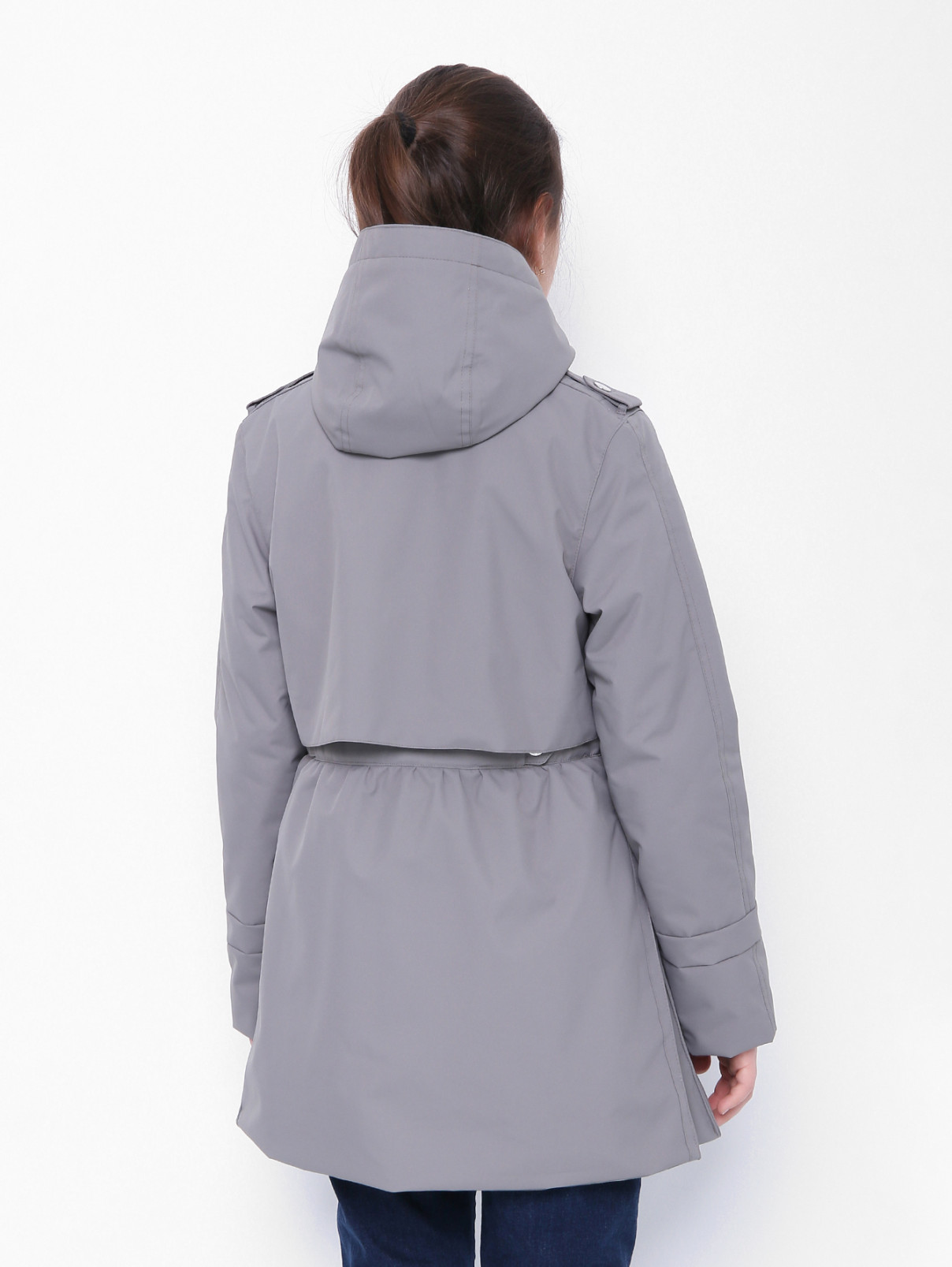 Утепленное пальто с металлическим декором Poivre Blanc  –  МодельВерхНиз1  – Цвет:  Зеленый