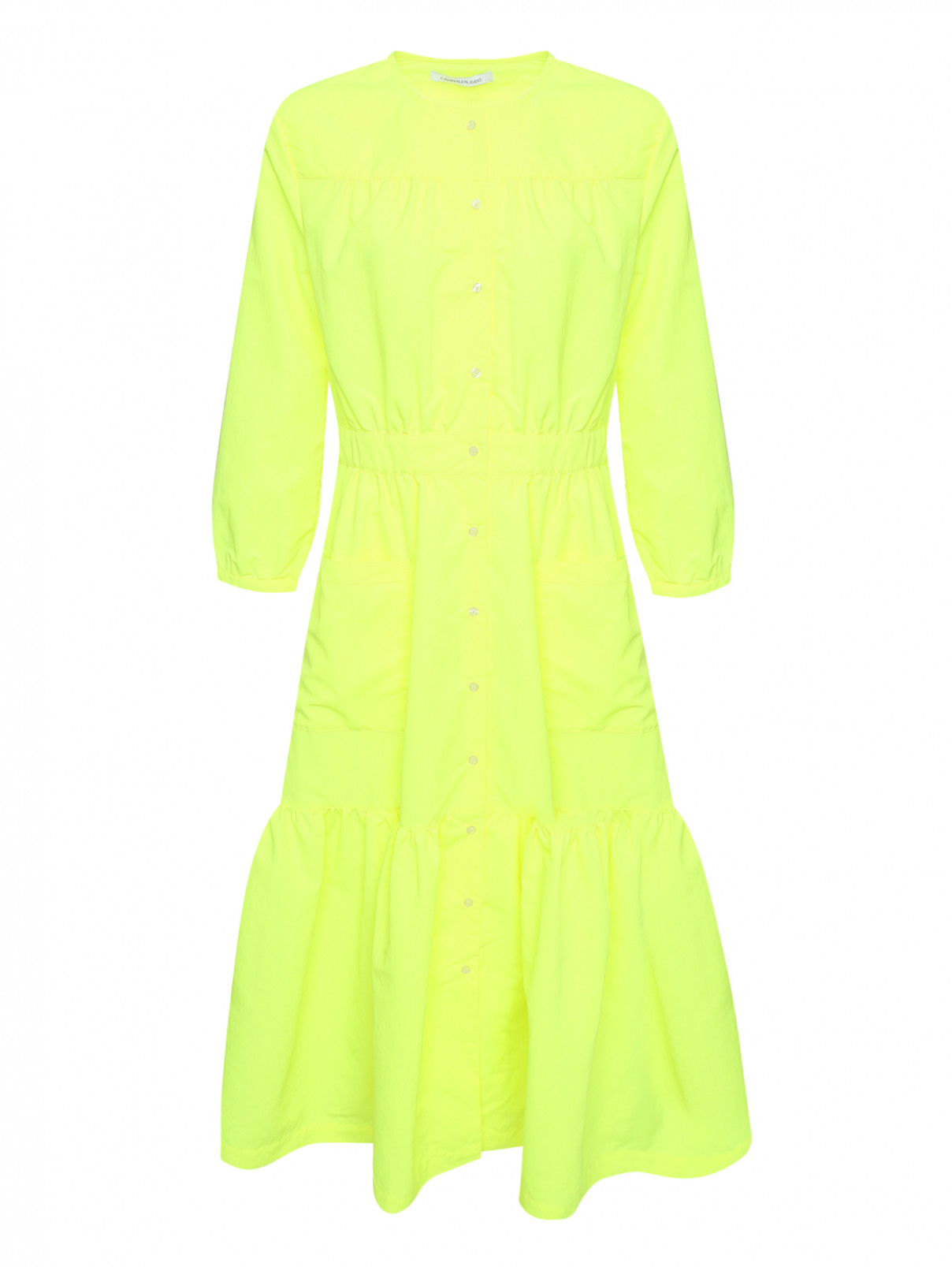 Платье-миди с накладными карманами Calvin Klein  –  Общий вид  – Цвет:  Зеленый