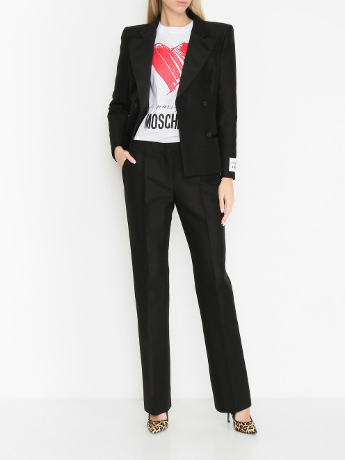 Брюки со стрелками из плотного хлопка Moschino - МодельОбщийВид