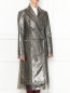 Двубортное пальто из шерсти и винила с узором Calvin Klein 205W39NYC  –  МодельВерхНиз