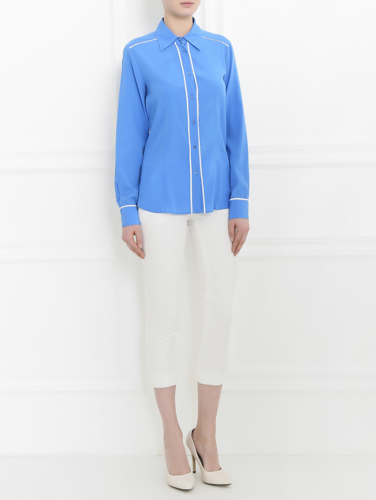 Узкие укороченные брюки Moschino Cheap&Chic  –  Модель Общий вид  – Цвет:  Белый
