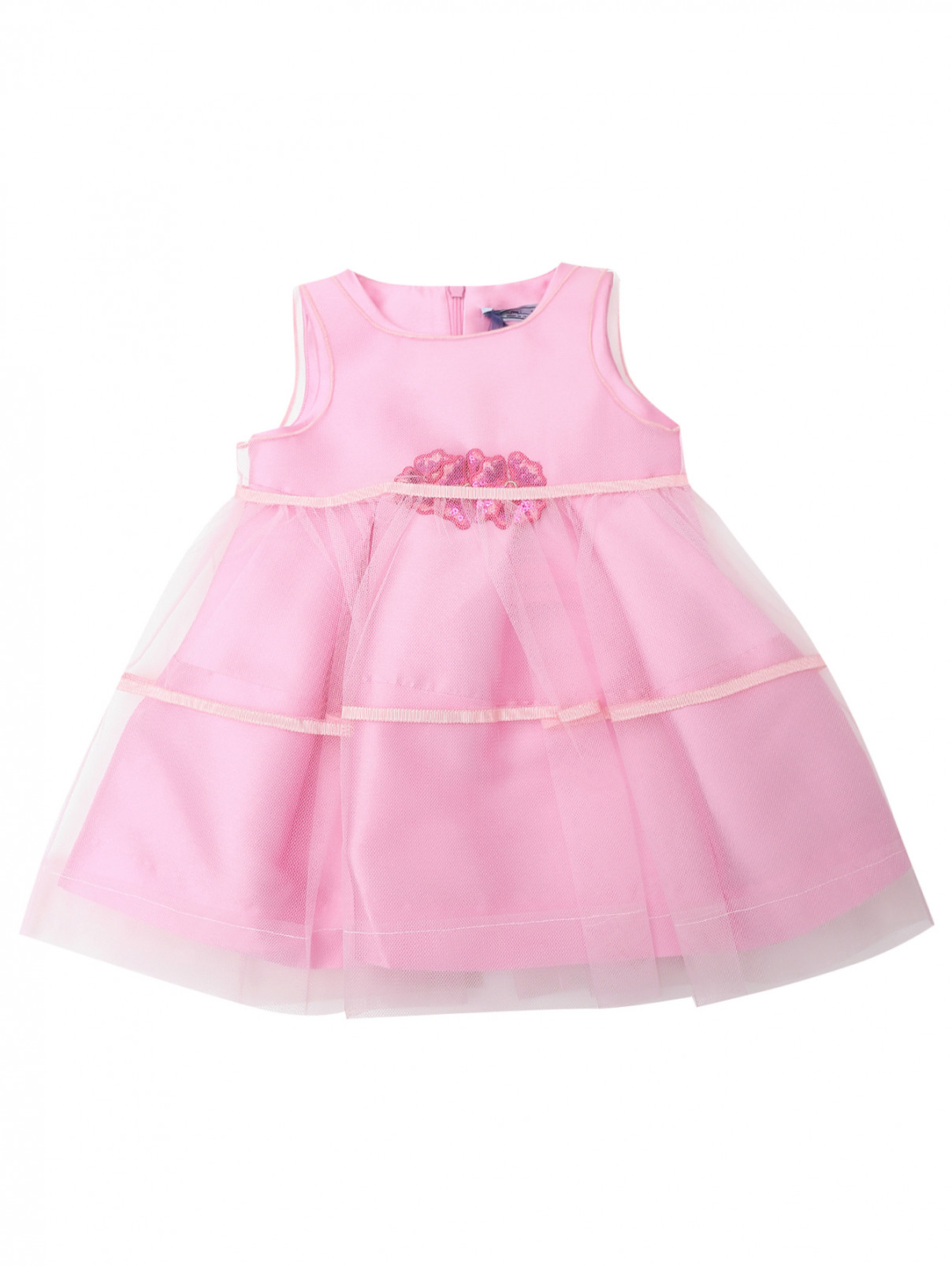 Платье с ажурным сетчатым слоем MiMiSol  –  Общий вид  – Цвет:  Розовый