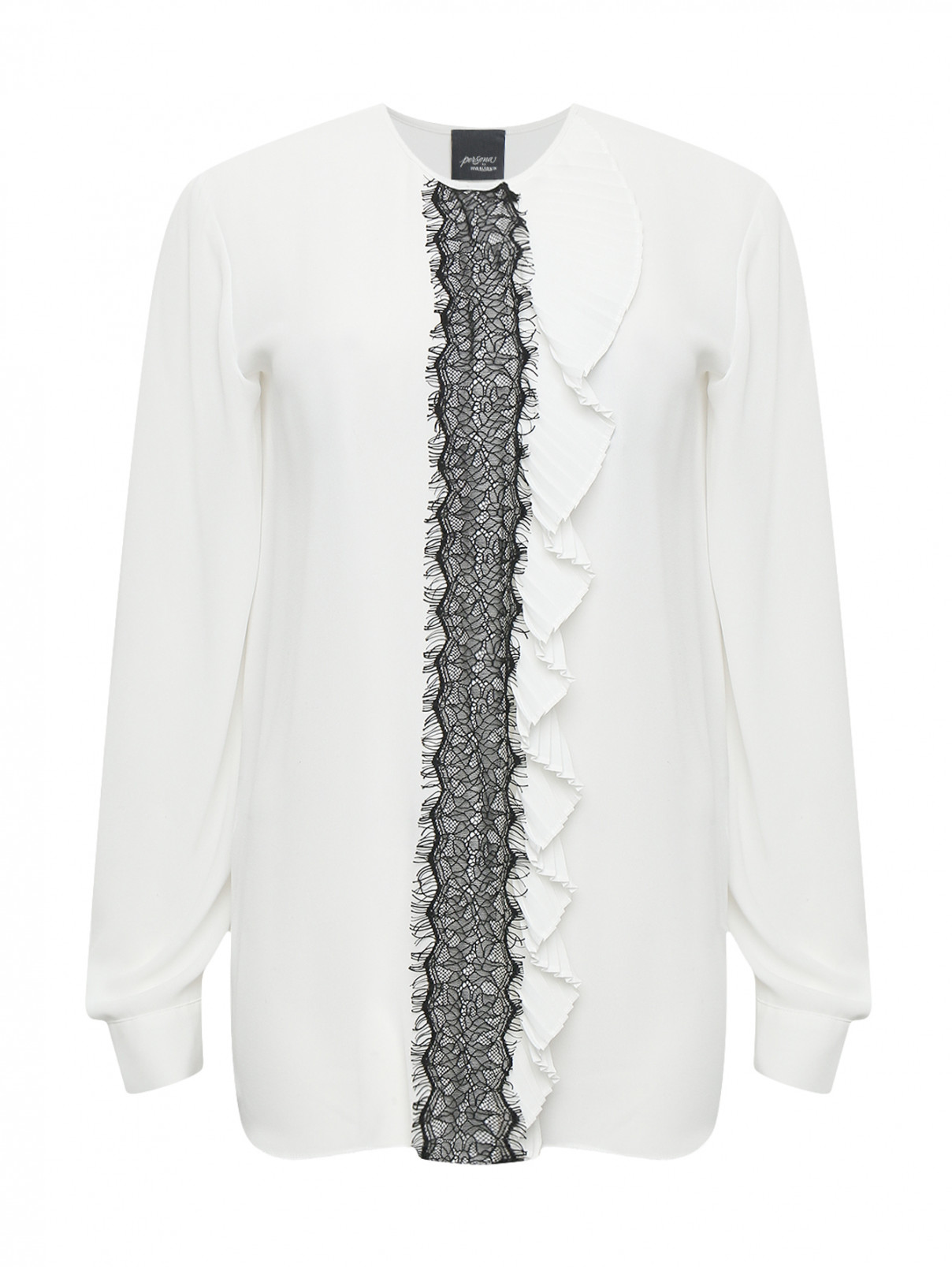 Блуза с кружевной отделкой Persona by Marina Rinaldi  –  Общий вид  – Цвет:  Белый