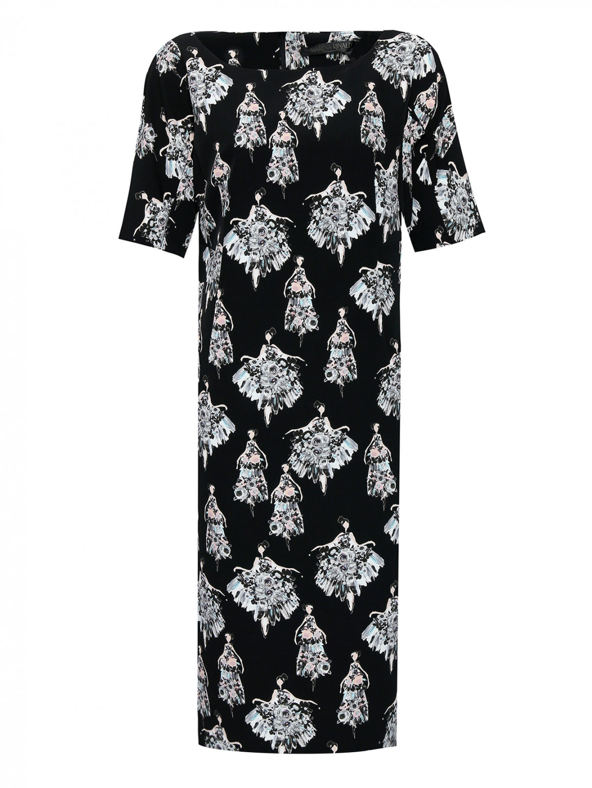 Платье с узором, полуприталенное Marina Rinaldi  –  Общий вид  – Цвет:  Мультиколор
