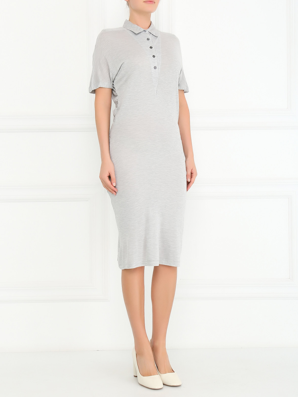 Платье-рубашка с драпировкой Paul Smith  –  Модель Общий вид  – Цвет:  Серый