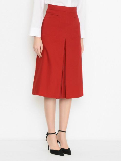 Юбка-миди из хлопка с карманами  Max Mara - МодельВерхНиз
