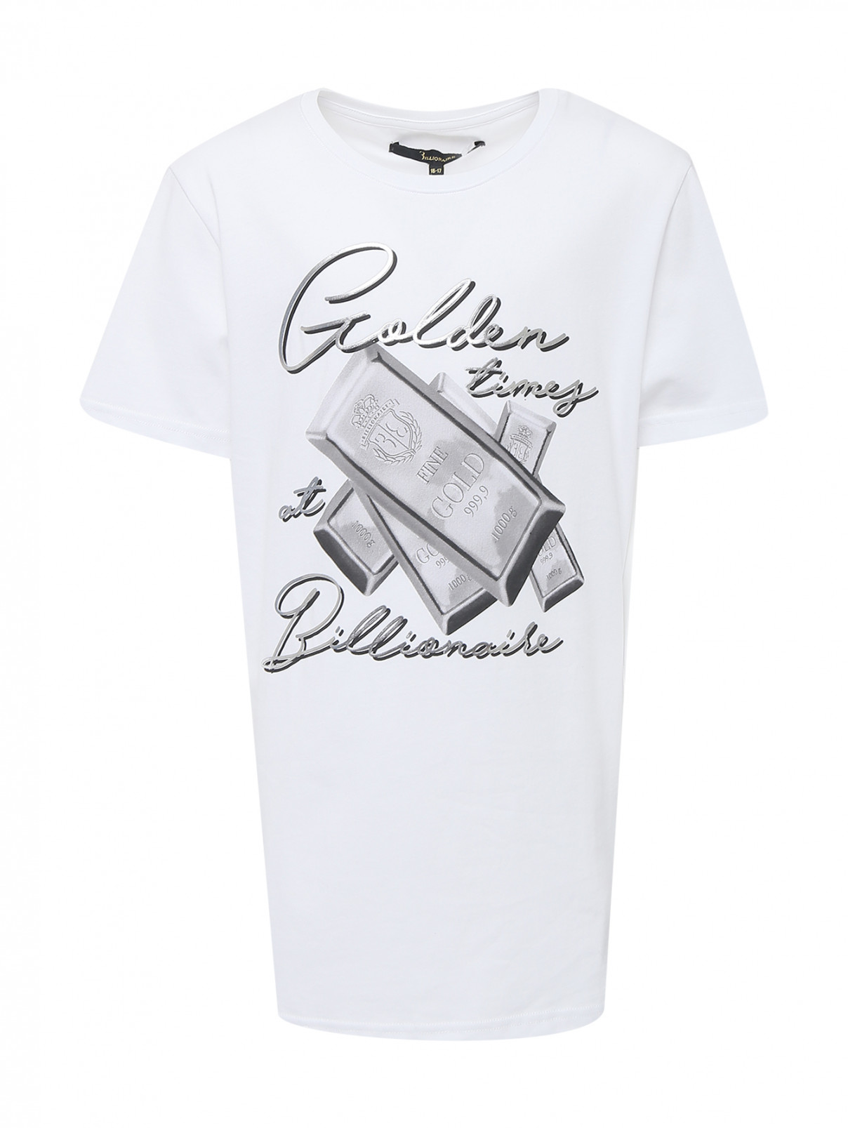 Хлопковая футболка с принтом Billionaire  –  Общий вид  – Цвет:  Белый