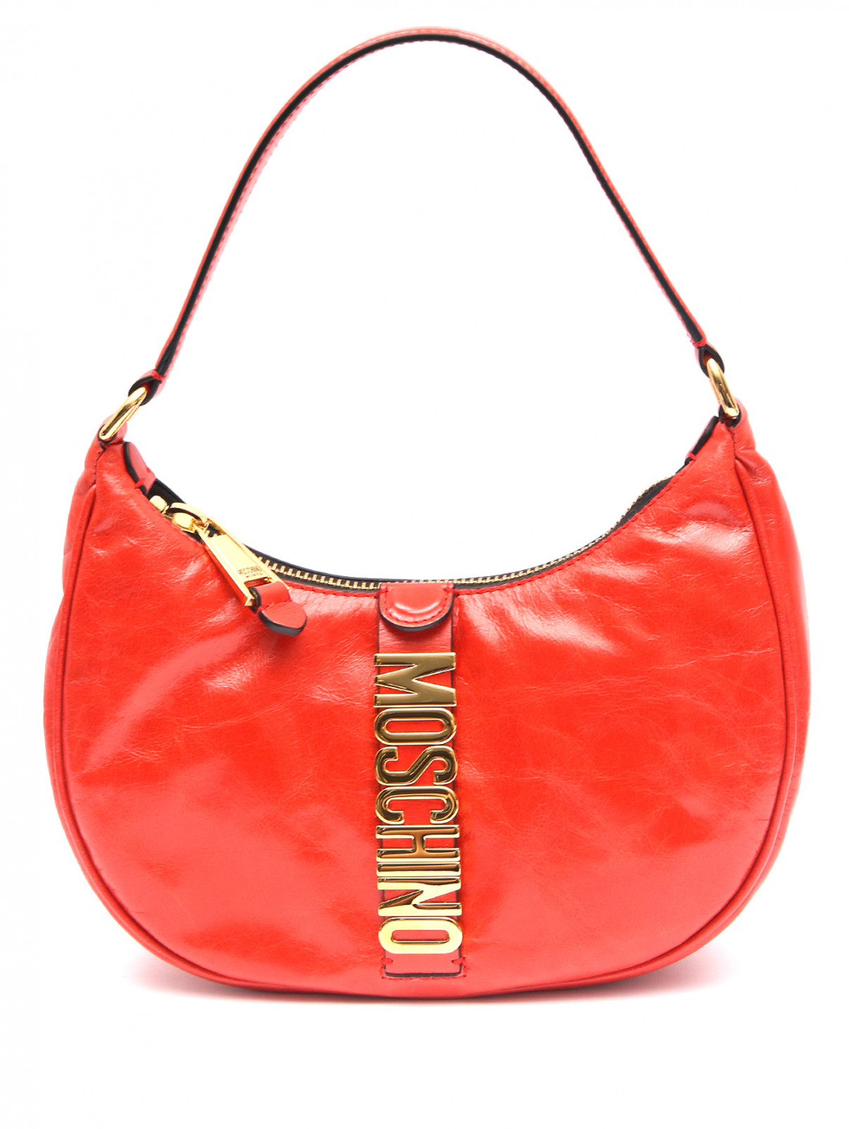 Сумка из кожи с логотипом Moschino  –  Общий вид  – Цвет:  Красный