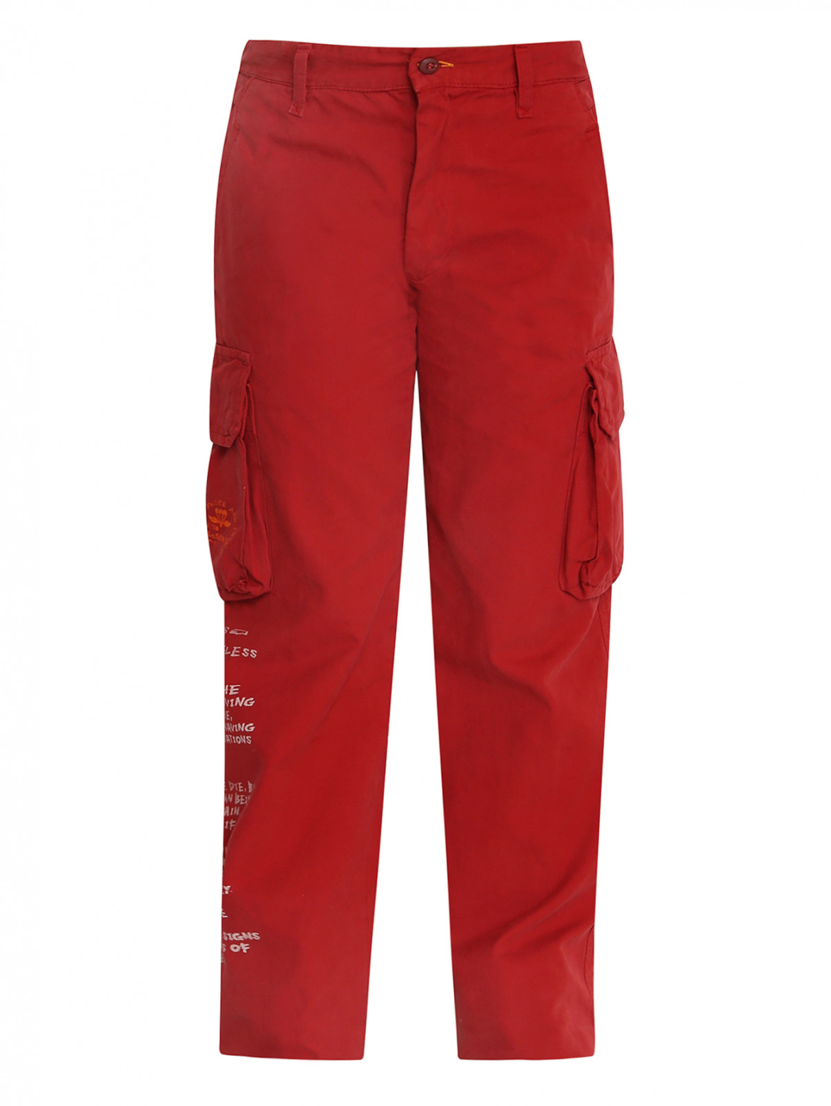 Брюки прямого кроя с принтом и накладными карманами Mason's  –  Общий вид  – Цвет:  Красный