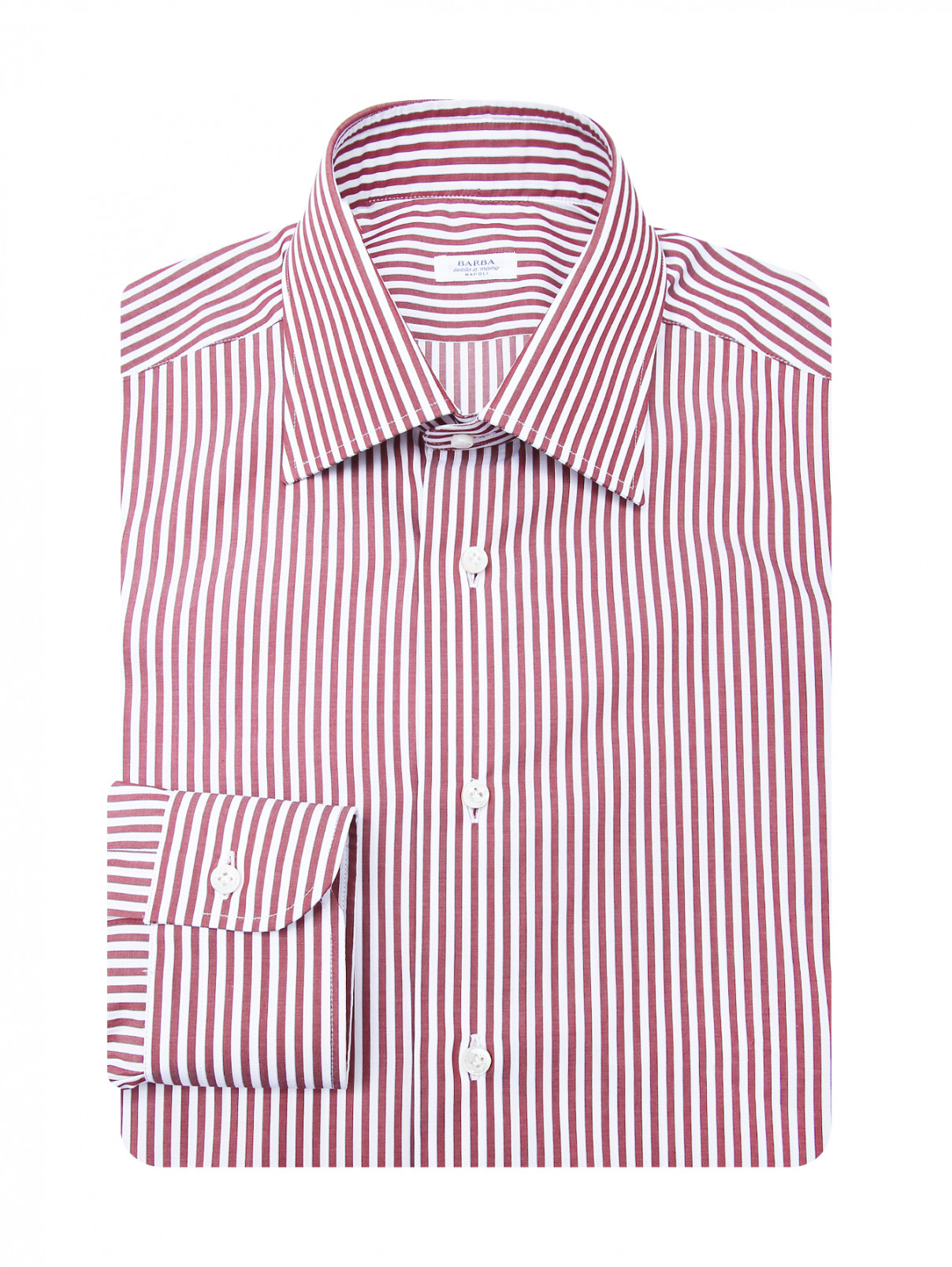 Рубашка из хлопка с узором полоска Barba Napoli  –  Общий вид  – Цвет:  Узор