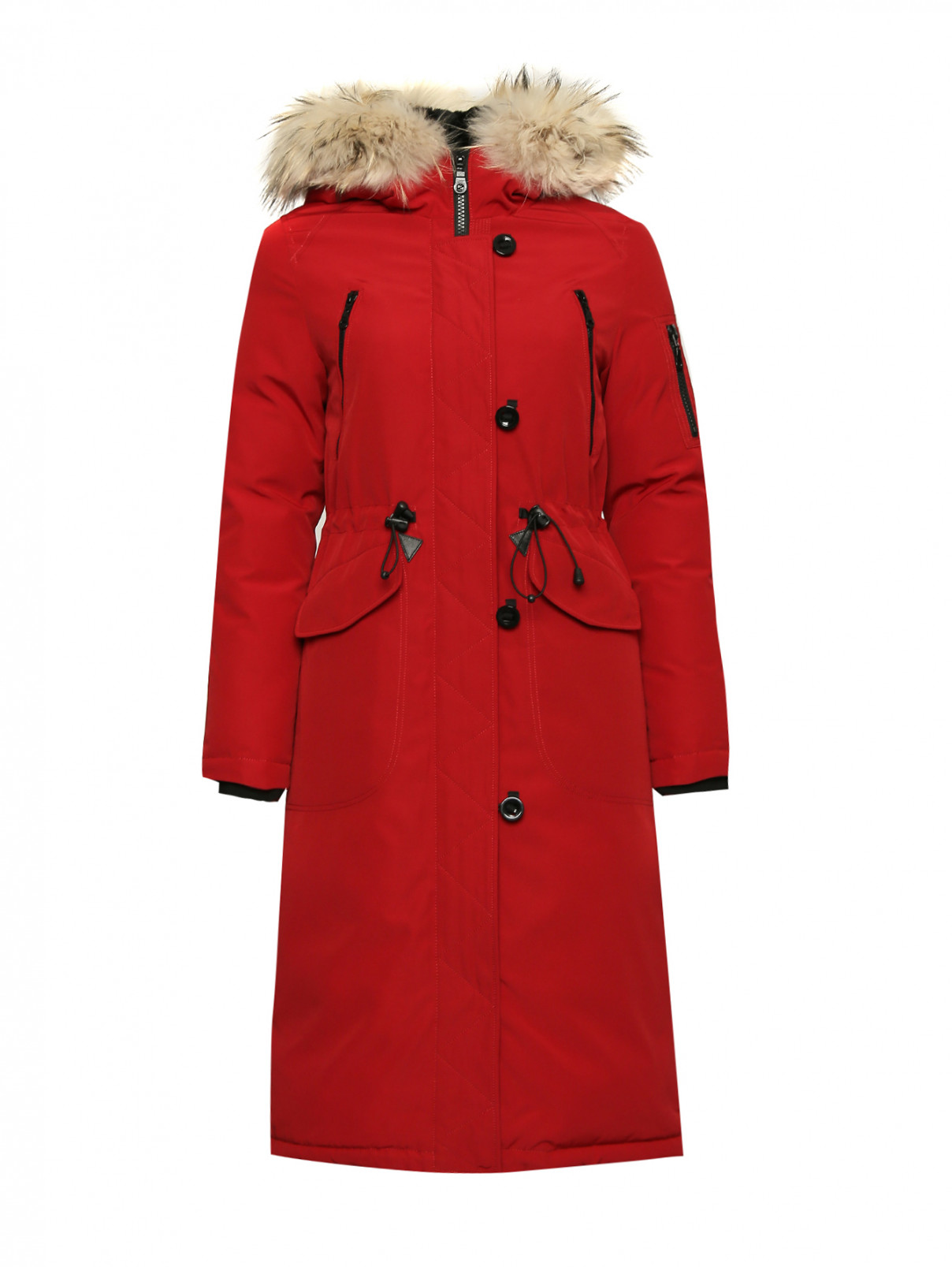 Куртка с капюшоном на молнии Karl Lagerfeld  –  Общий вид  – Цвет:  Красный
