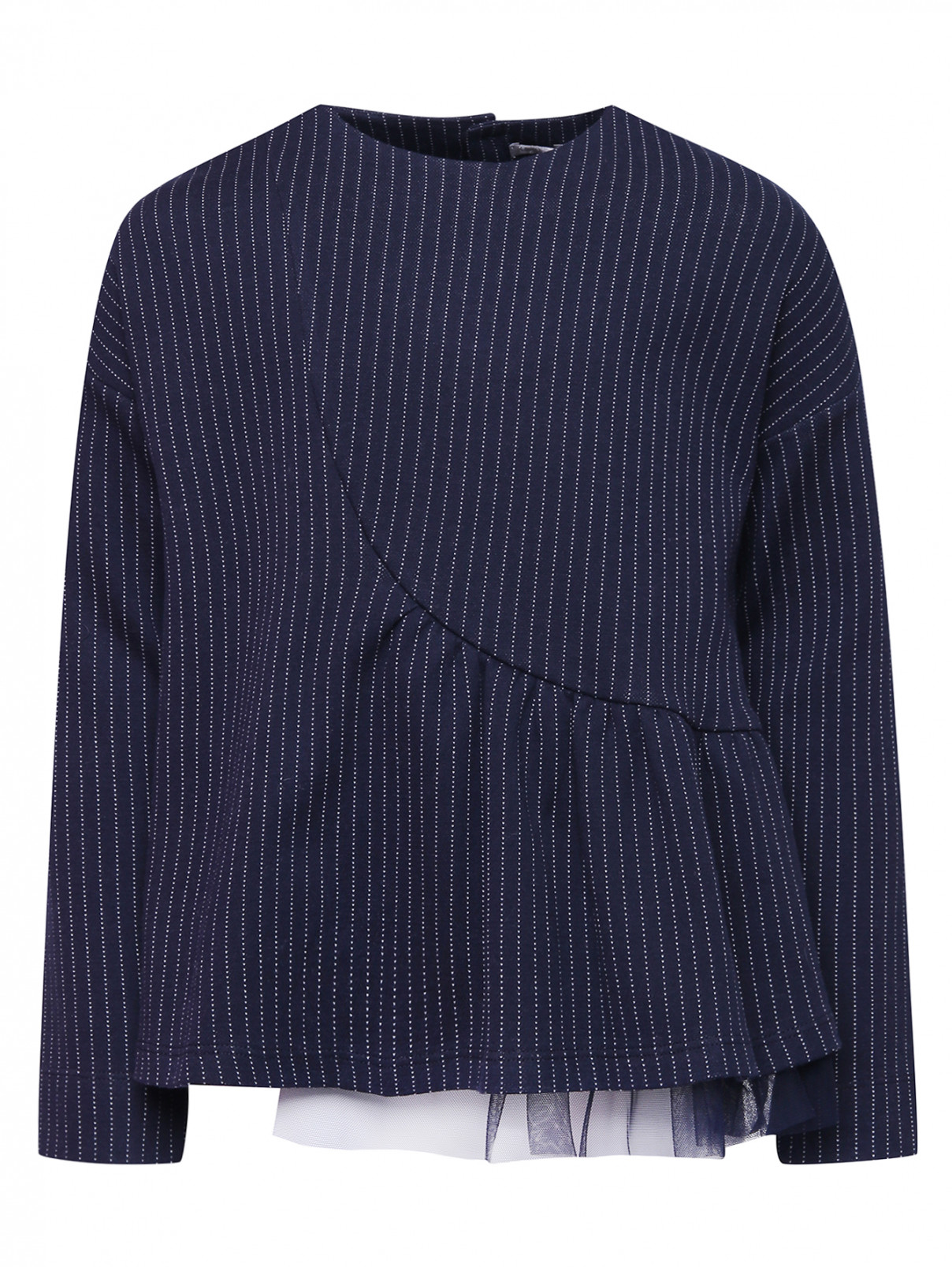 Хлопковая блуза в "полоску" Il Gufo  –  Общий вид  – Цвет:  Синий