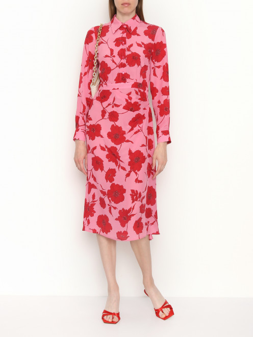 Платье-миди из шелка с цветочным узором Max Mara - МодельОбщийВид