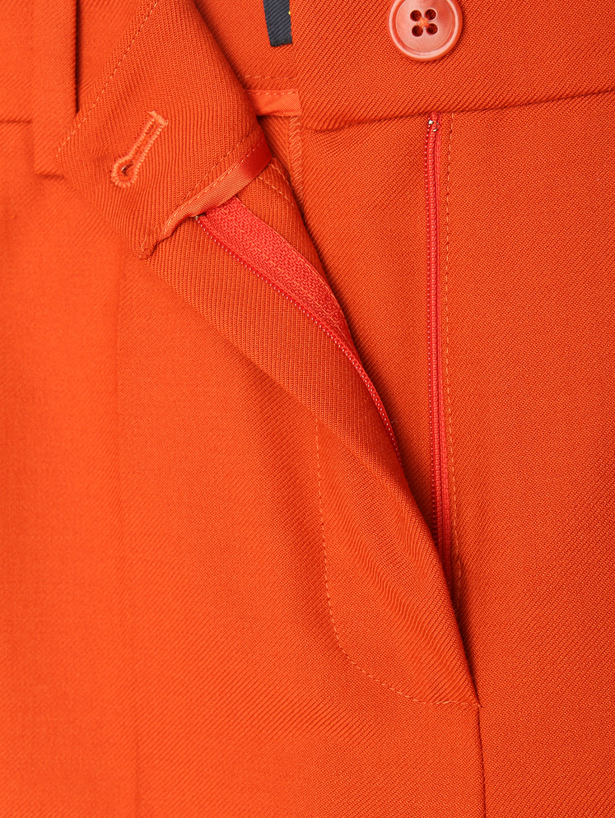 Широкие брюки из смесовой шерсти Luisa Spagnoli  –  Деталь1  – Цвет:  Оранжевый