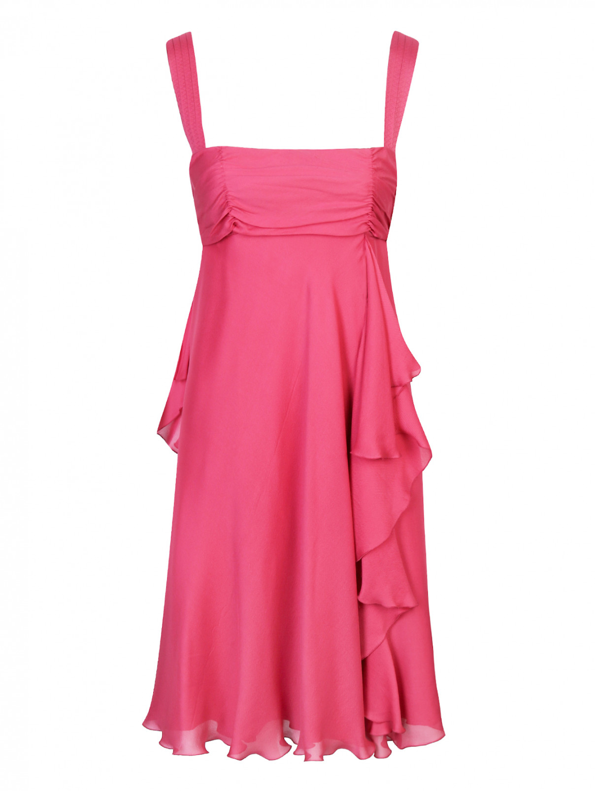 Платье из шелка с воланами La Perla  –  Общий вид  – Цвет:  Розовый