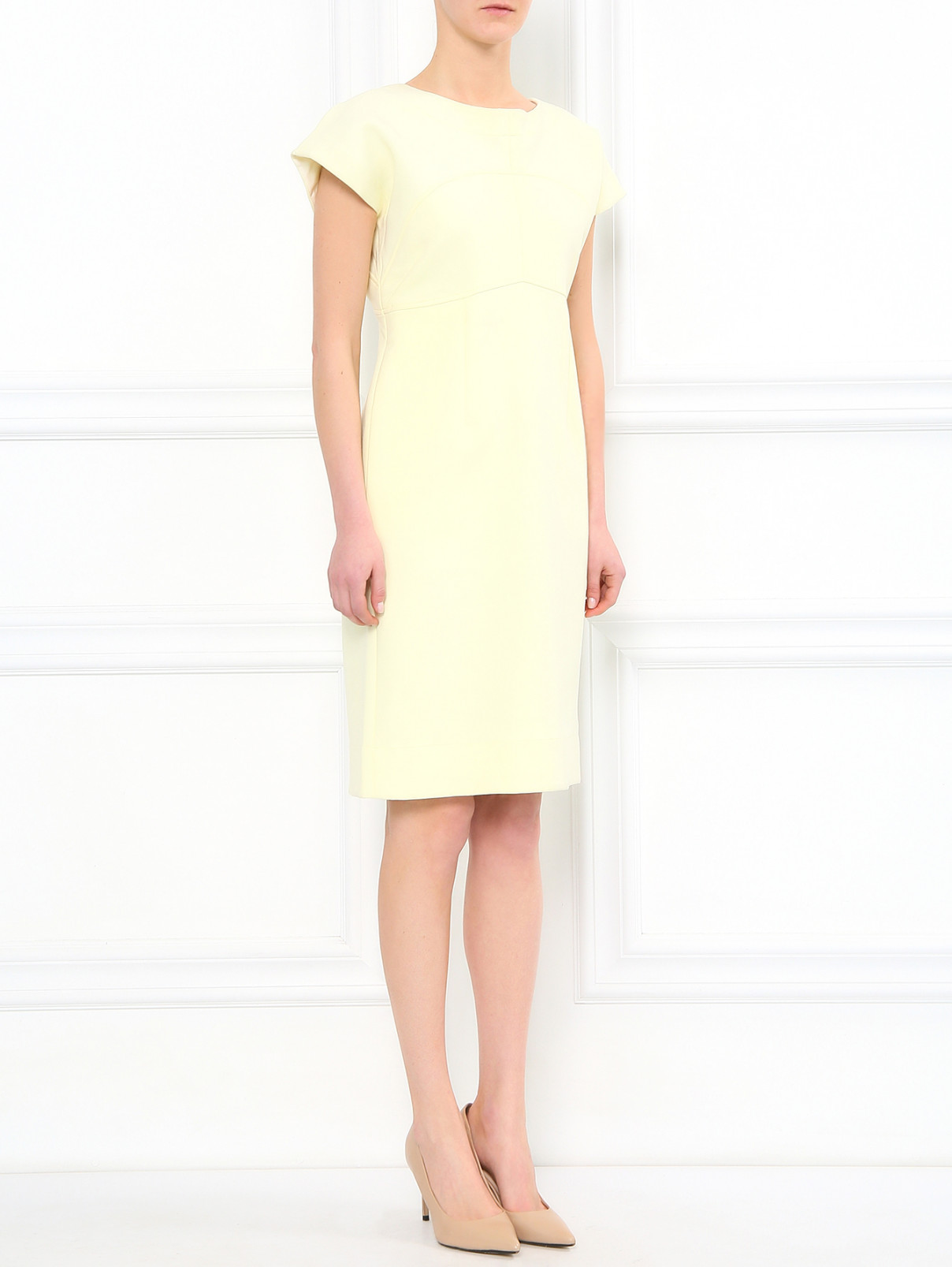 Платье-миди  свободного фасона из смешанного хлопка Jil Sander  –  Модель Общий вид  – Цвет:  Желтый
