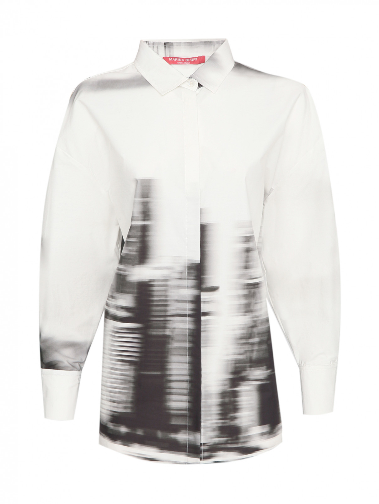 Рубашка из хлопка с узором Marina Rinaldi  –  Общий вид  – Цвет:  Серый