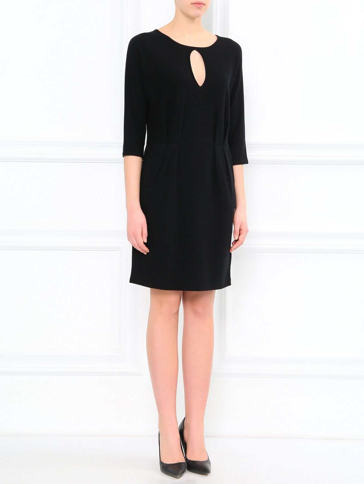 Платье из кашемира с боковыми карманами Allude  –  Модель Общий вид  – Цвет:  Черный