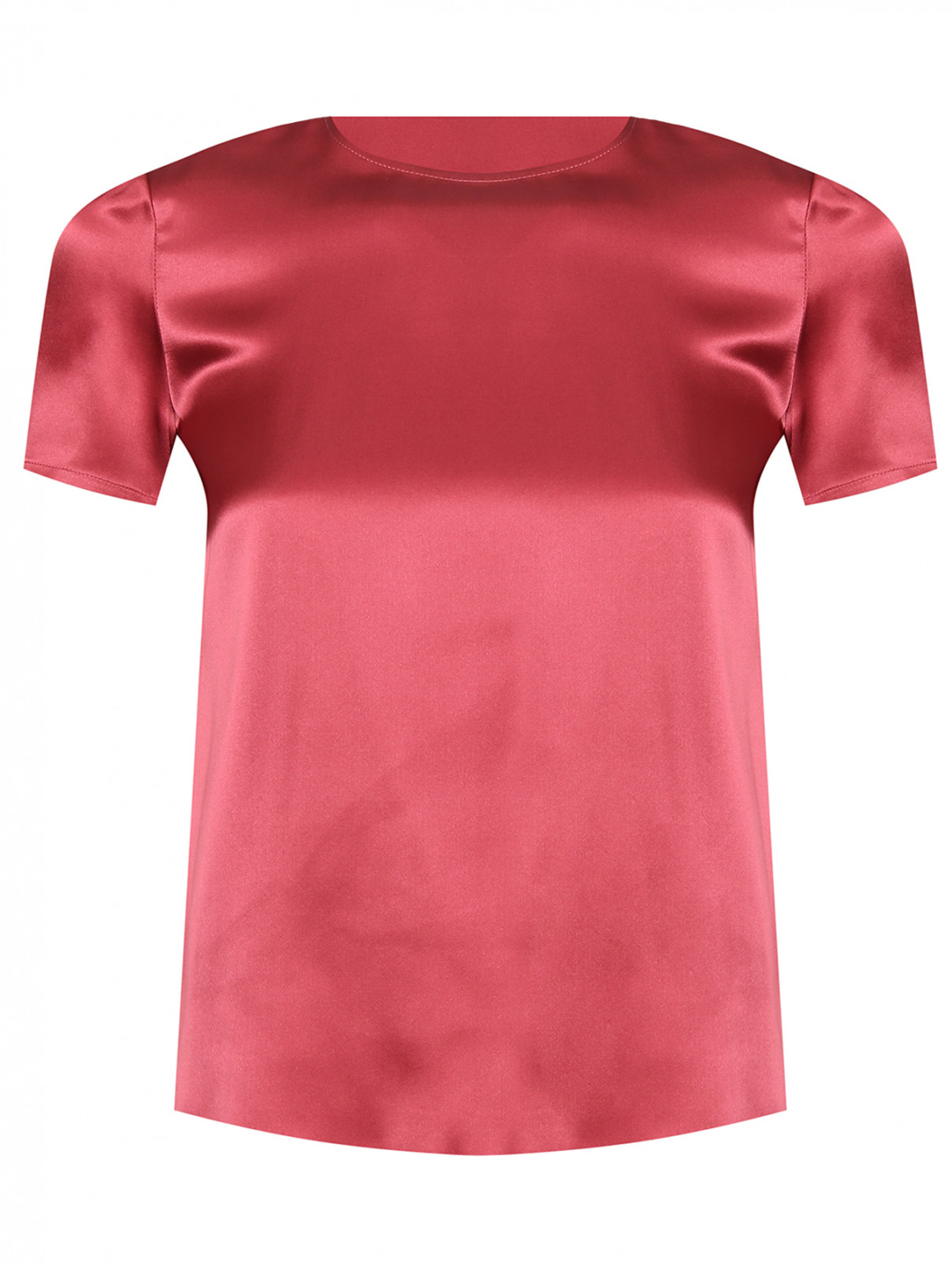 Блуза однотонная из шелка Max&Co  –  Общий вид  – Цвет:  Красный