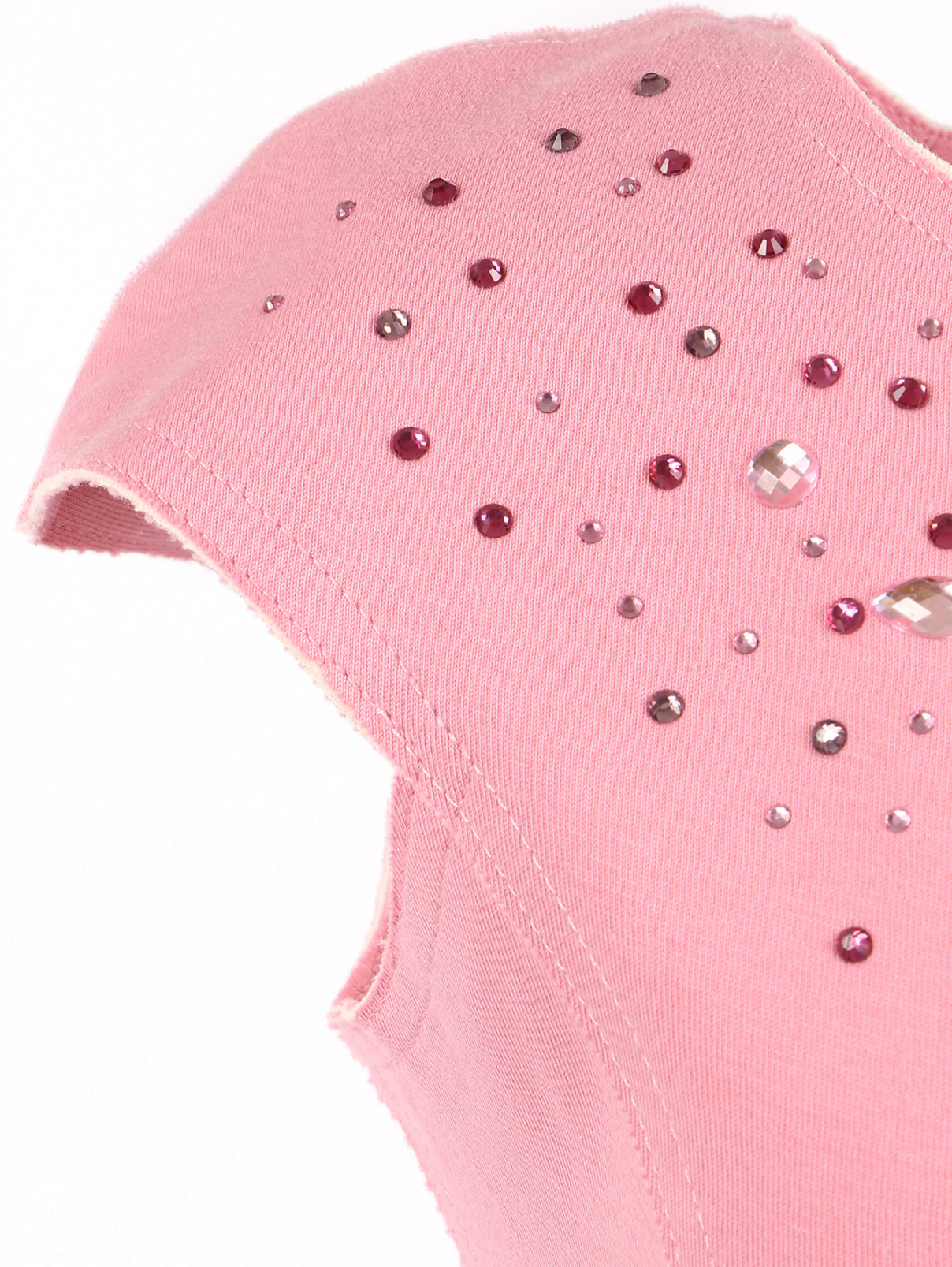 Платье из хлопка с отделкой кристаллами MiMiSol  –  Деталь  – Цвет:  Розовый