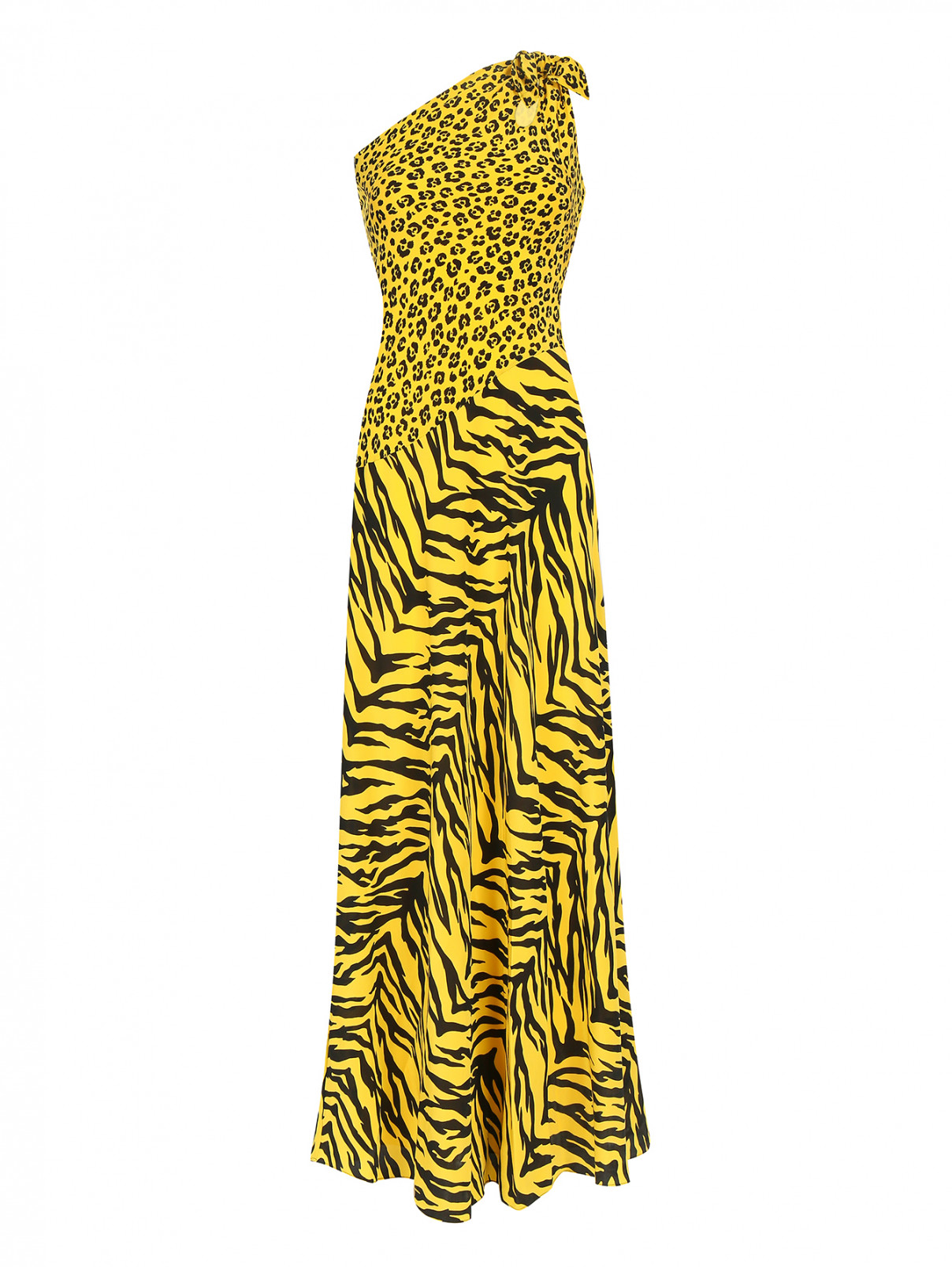 Платье-макси с узором Moschino  –  Общий вид  – Цвет:  Желтый