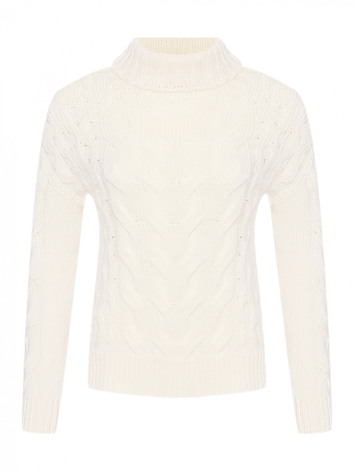 Однотонный свитер из шерсти Ermanno Firenze  –  Общий вид  – Цвет:  Белый