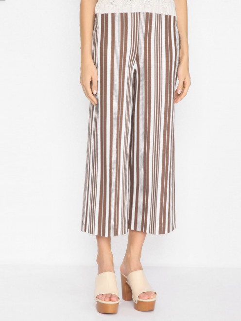 Укороченные брюки из хлопка с узором полоска Max Mara - МодельВерхНиз