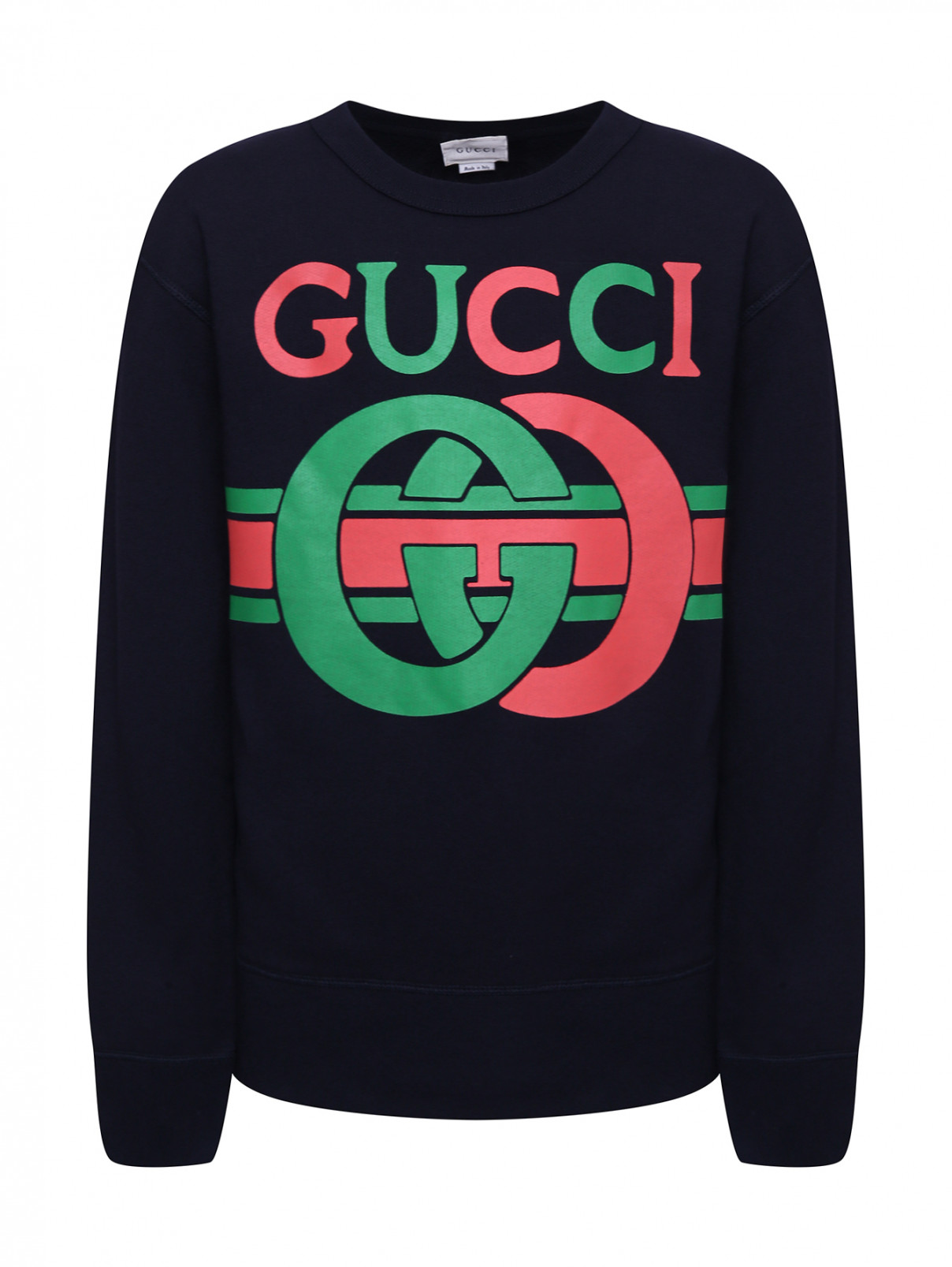 Свитшот из хлопка с принтом Gucci  –  Общий вид  – Цвет:  Синий