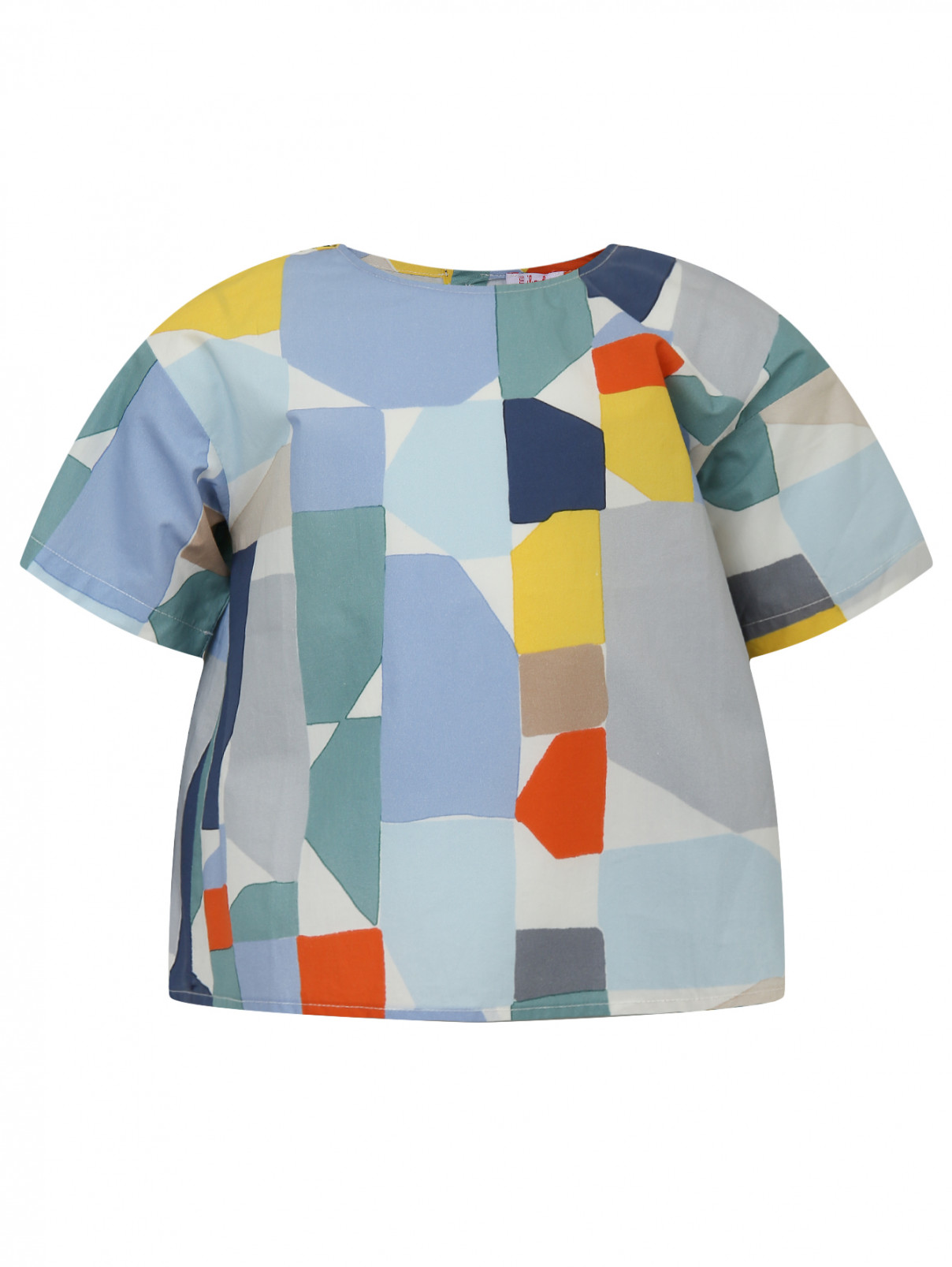 Блуза из хлопка с узором Il Gufo  –  Общий вид  – Цвет:  Синий