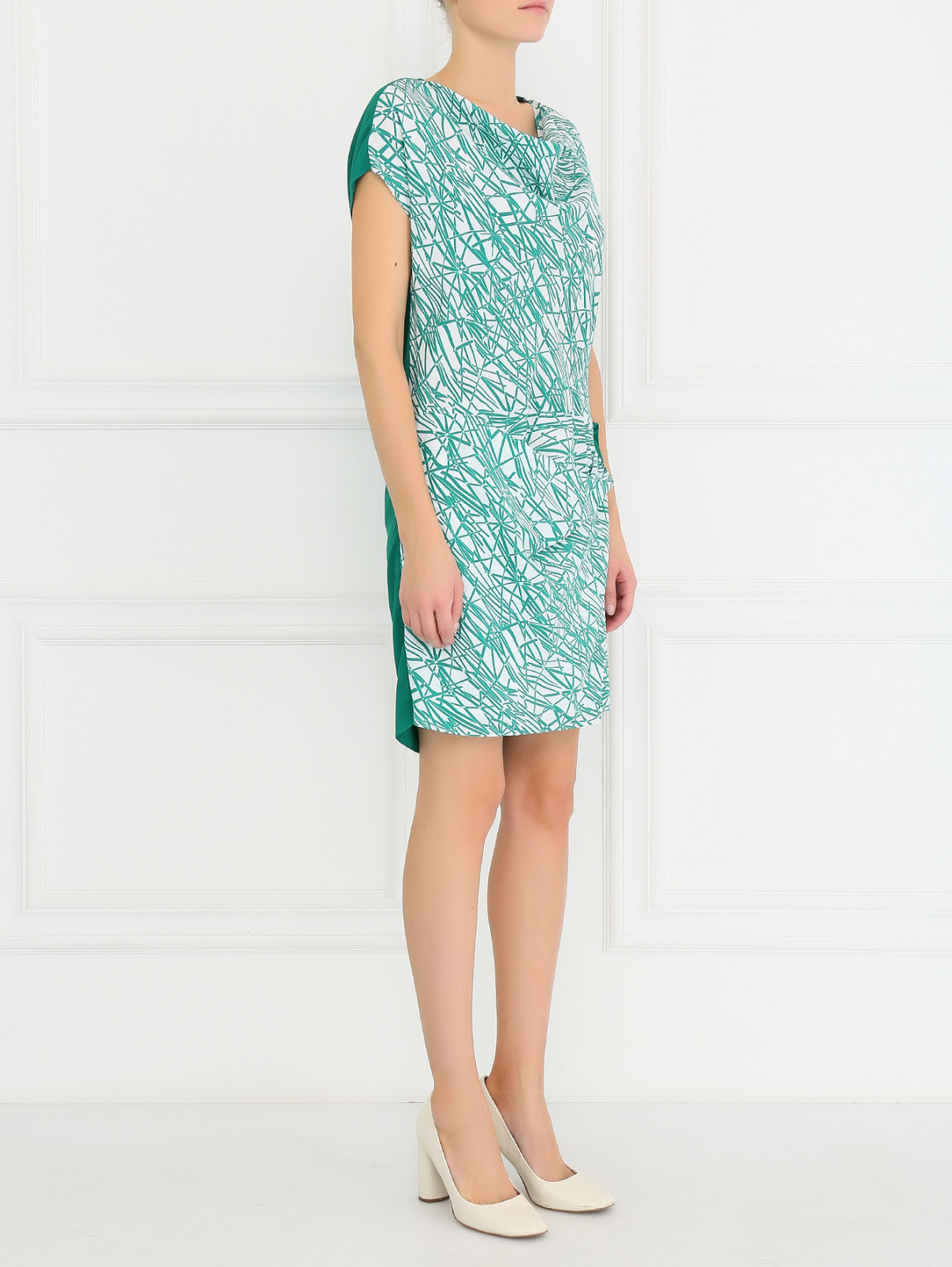 Платье-мини с запахом Antonio Marras  –  Модель Общий вид  – Цвет:  Зеленый