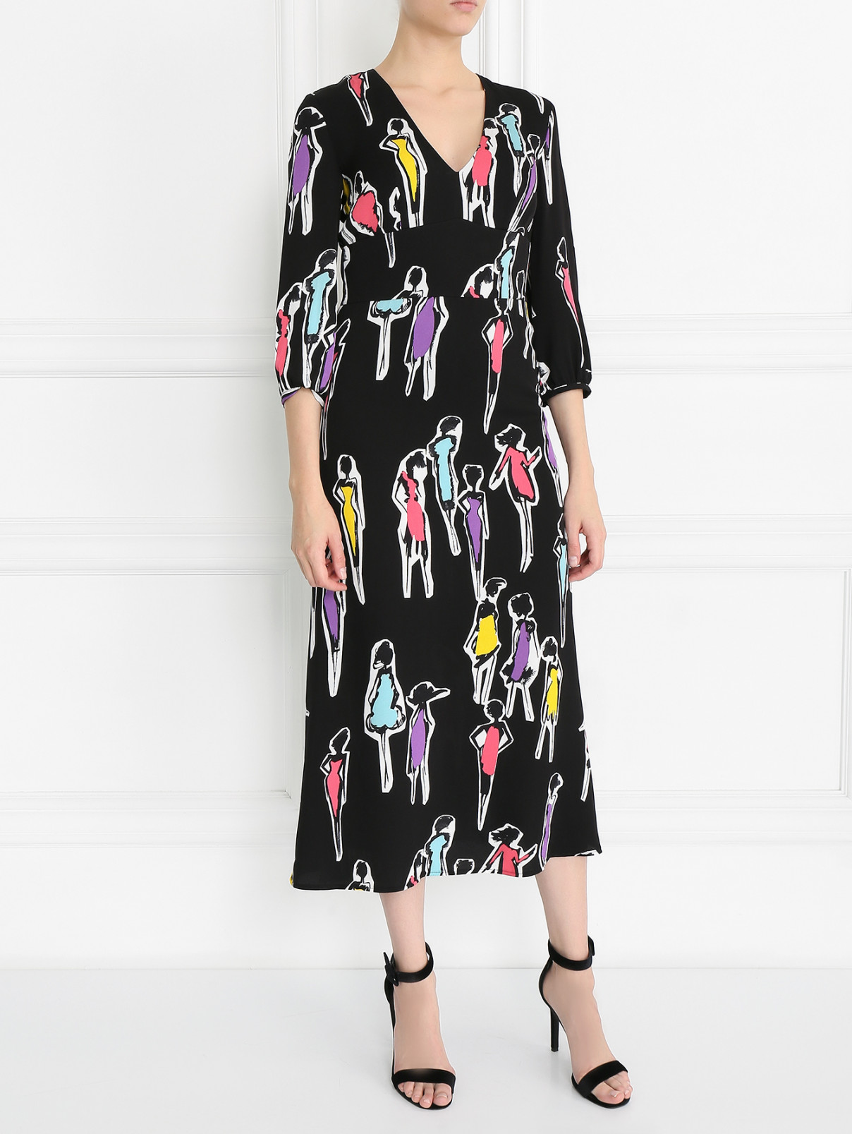 Платье-макси с узором Moschino Boutique  –  Модель Общий вид  – Цвет:  Черный