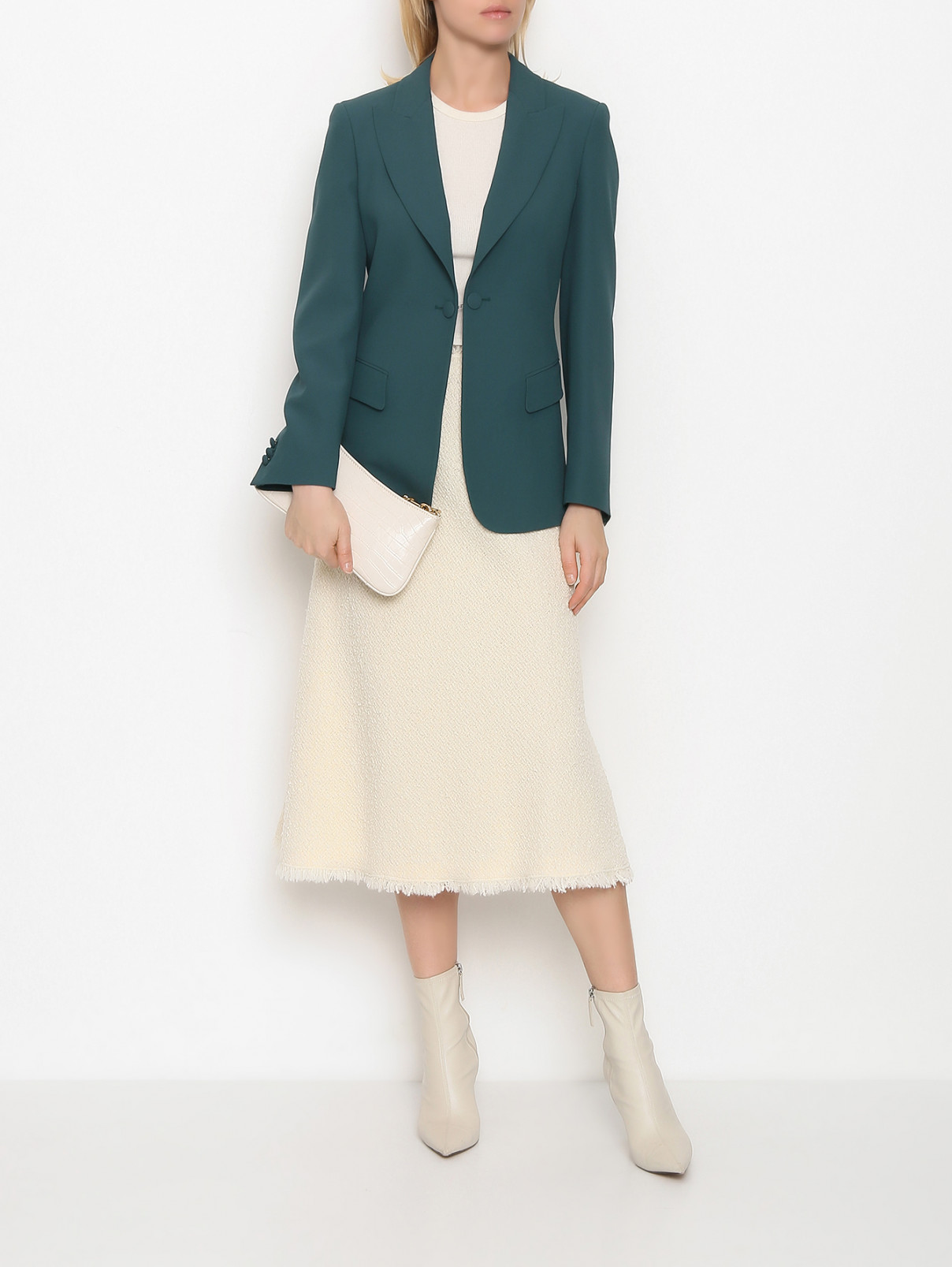 Однотонная юбка из шерсти и шелка Alberta Ferretti  –  МодельОбщийВид  – Цвет:  Белый
