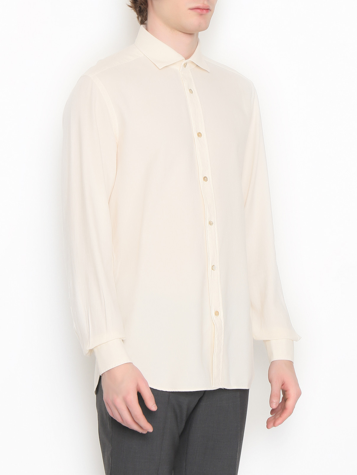 Базовая удлиненная рубашка на пуговицах Boglioli  –  МодельВерхНиз  – Цвет:  Белый