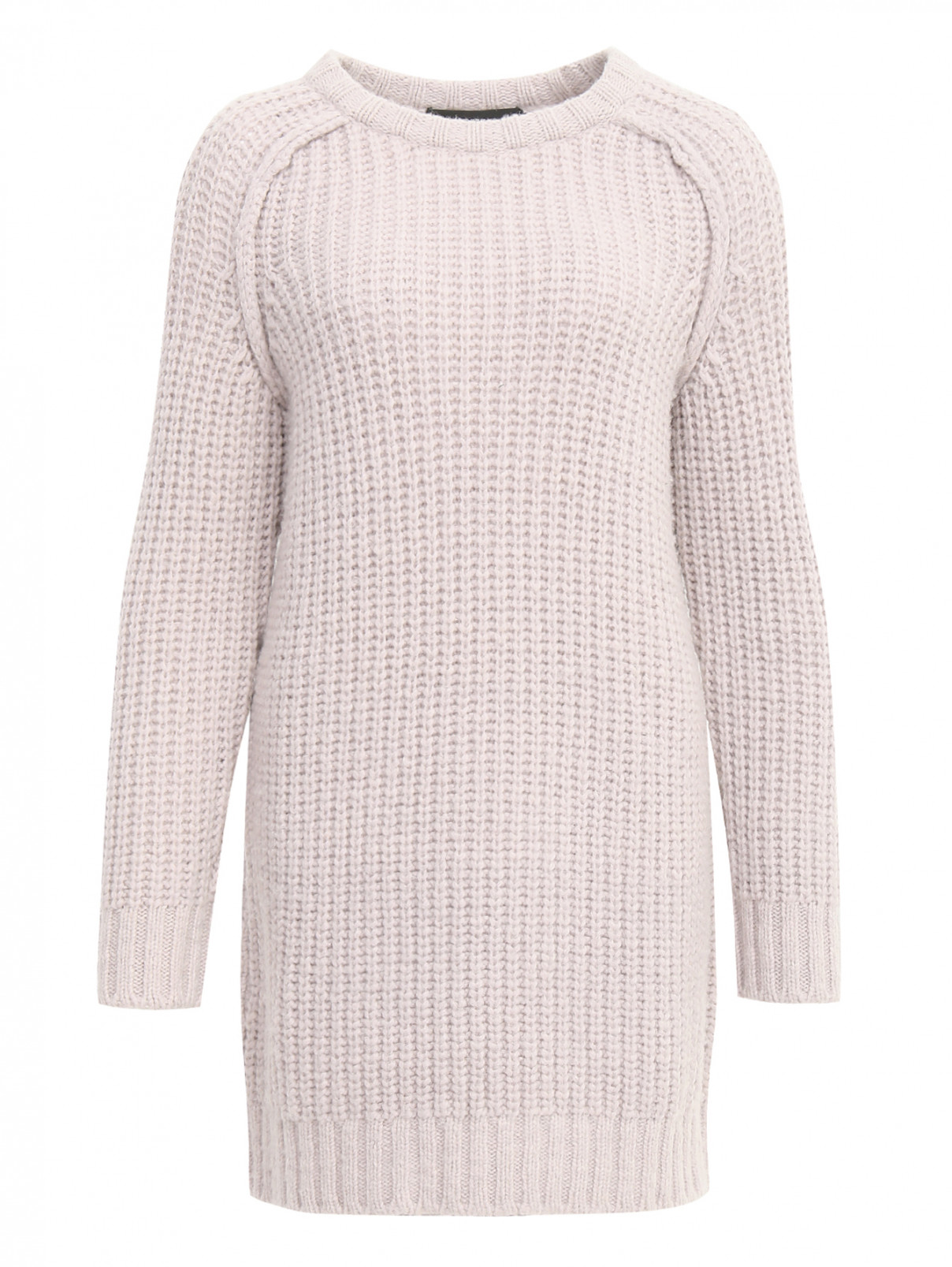 Удлиненный свитер из смесовой шерсти фактурной вязки Cedric Charlier  –  Общий вид  – Цвет:  Розовый