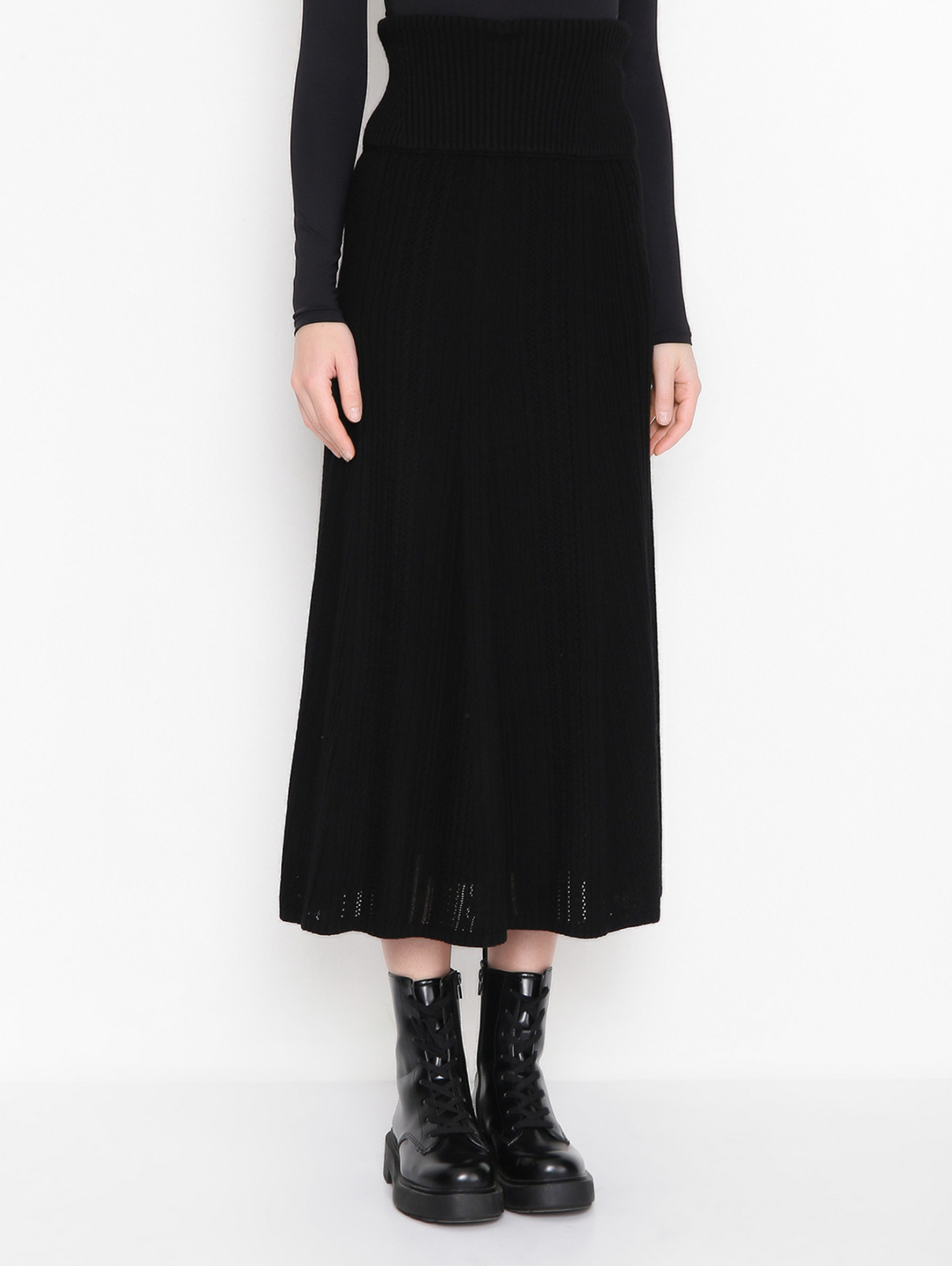 Однотонная юбка-миди из шерсти Dorothee Schumacher  –  МодельВерхНиз  – Цвет:  Черный