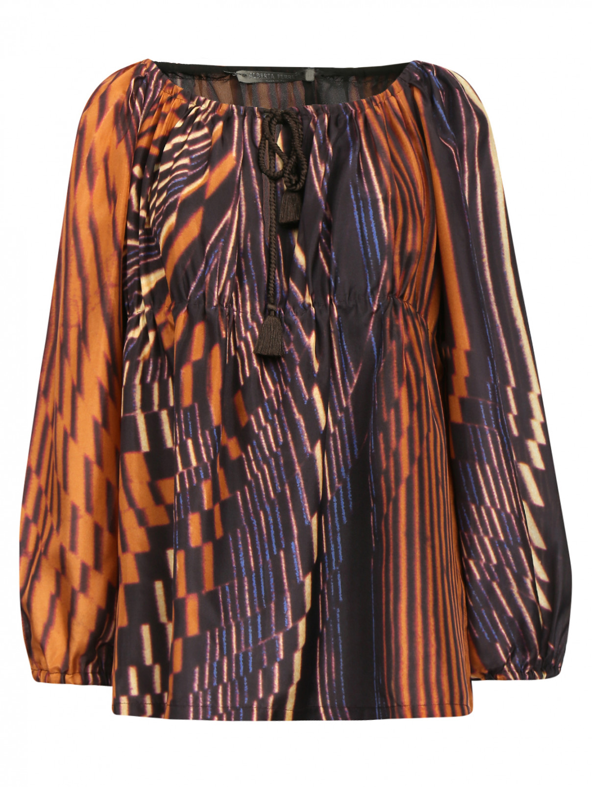 Блуза из шелка с абстрактным узором Alberta Ferretti  –  Общий вид  – Цвет:  Узор