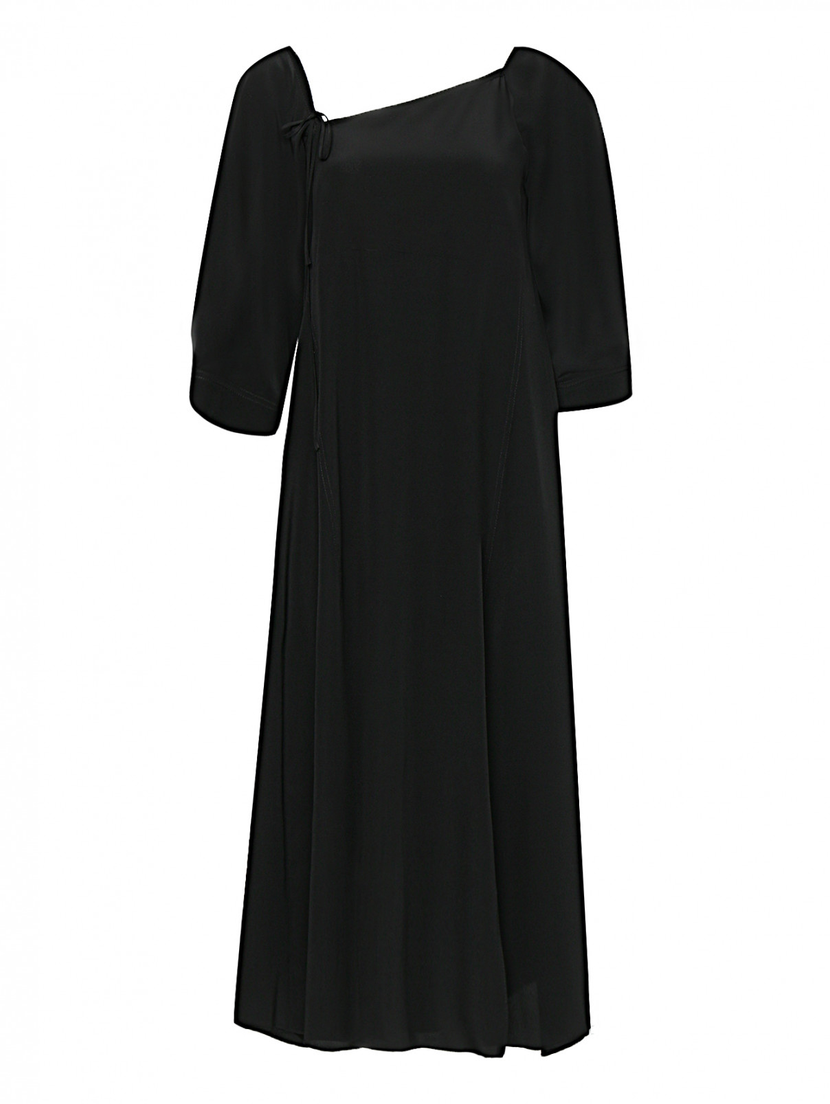 Платье-миди из шелка с разрезами Dorothee Schumacher  –  Общий вид  – Цвет:  Черный