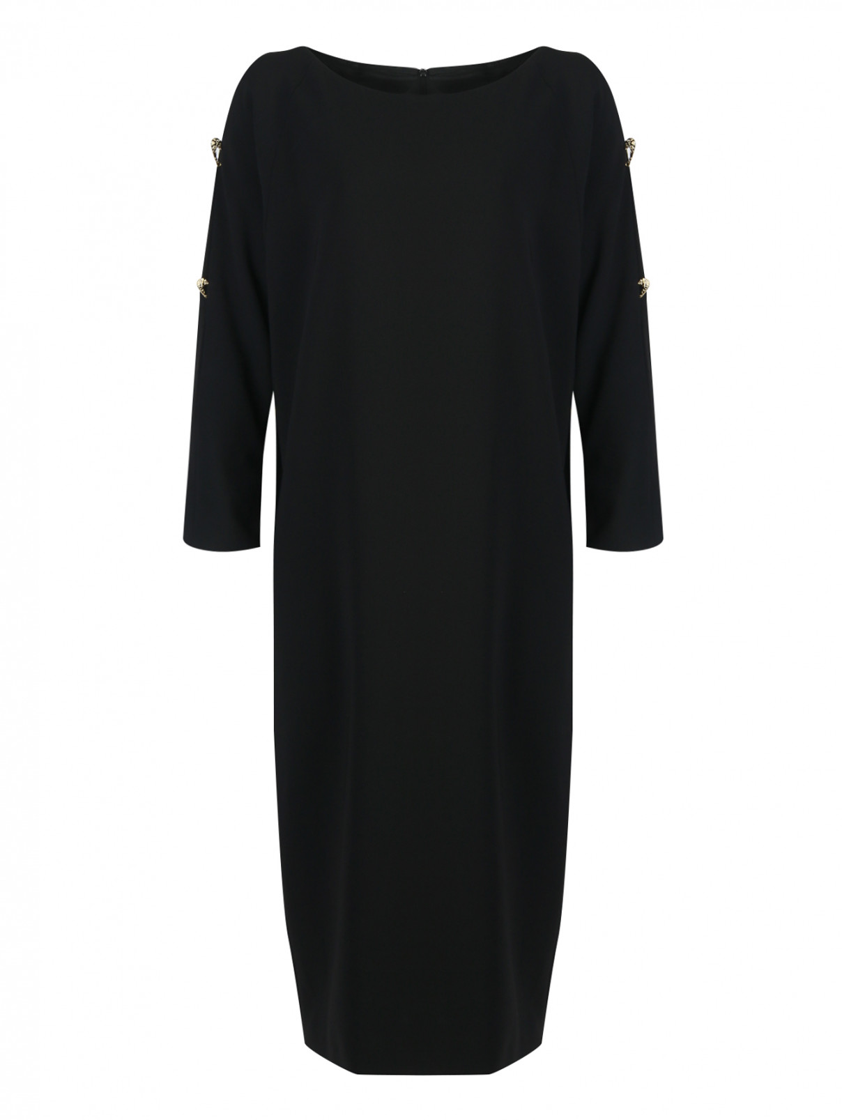 Платье с декором на рукавах Marina Rinaldi  –  Общий вид  – Цвет:  Черный