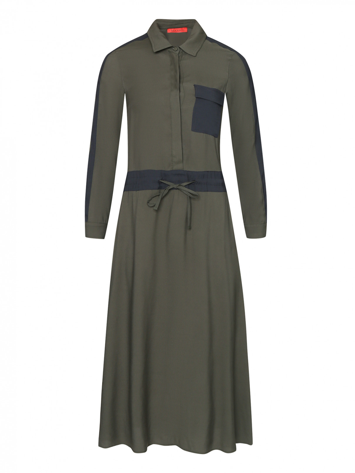 Платье-миди из вискозы свободного кроя Max&Co  –  Общий вид  – Цвет:  Зеленый