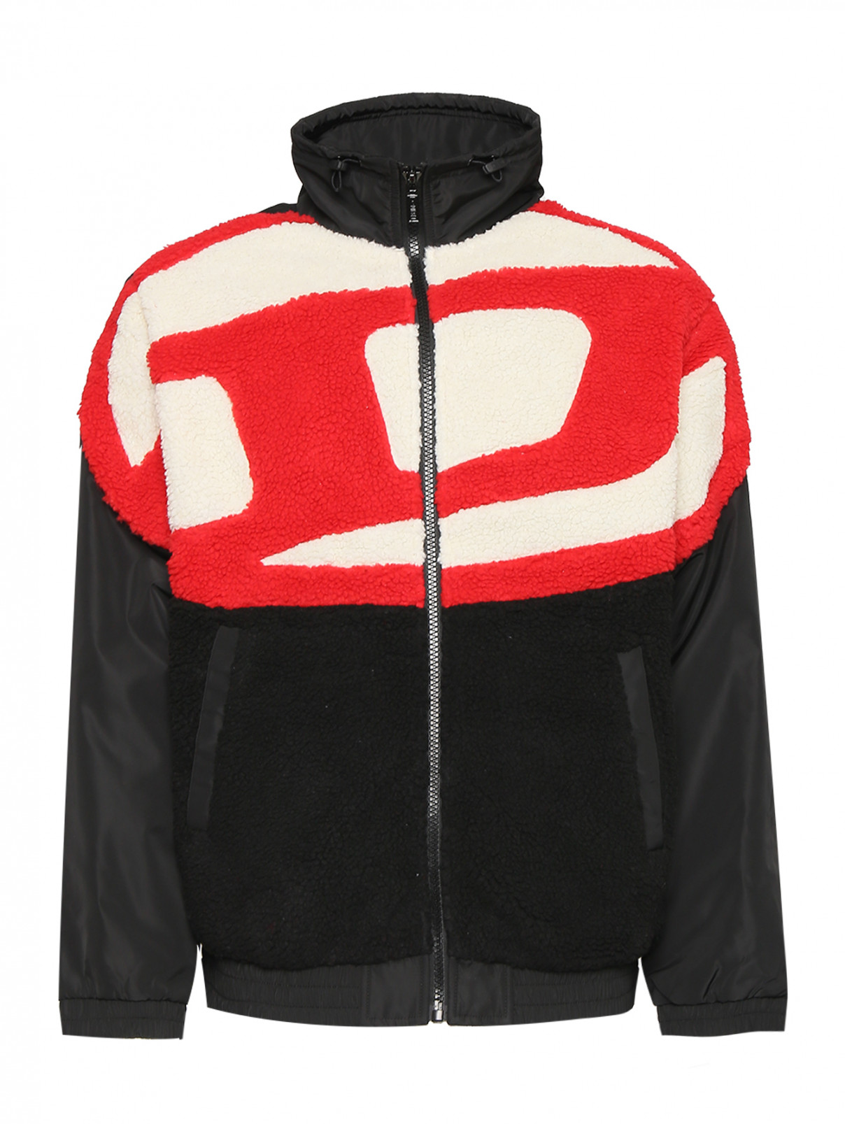 Куртка на молнии с узором Diesel  –  Общий вид  – Цвет:  Черный