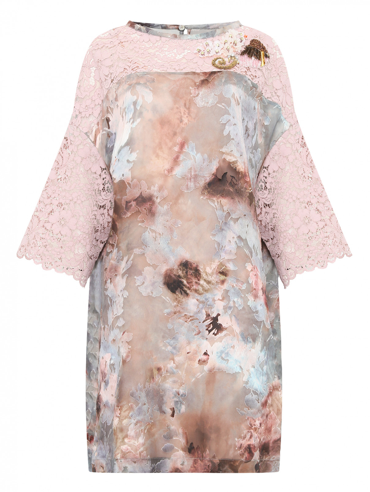 Платье с узором и аппликацией Antonio Marras  –  Общий вид  – Цвет:  Розовый