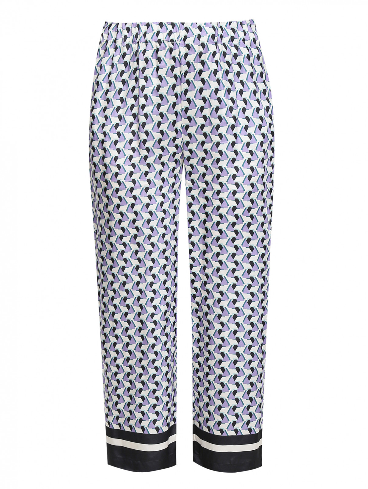 Укороченные брюки из вискозы с узором Marina Rinaldi  –  Общий вид  – Цвет:  Мультиколор