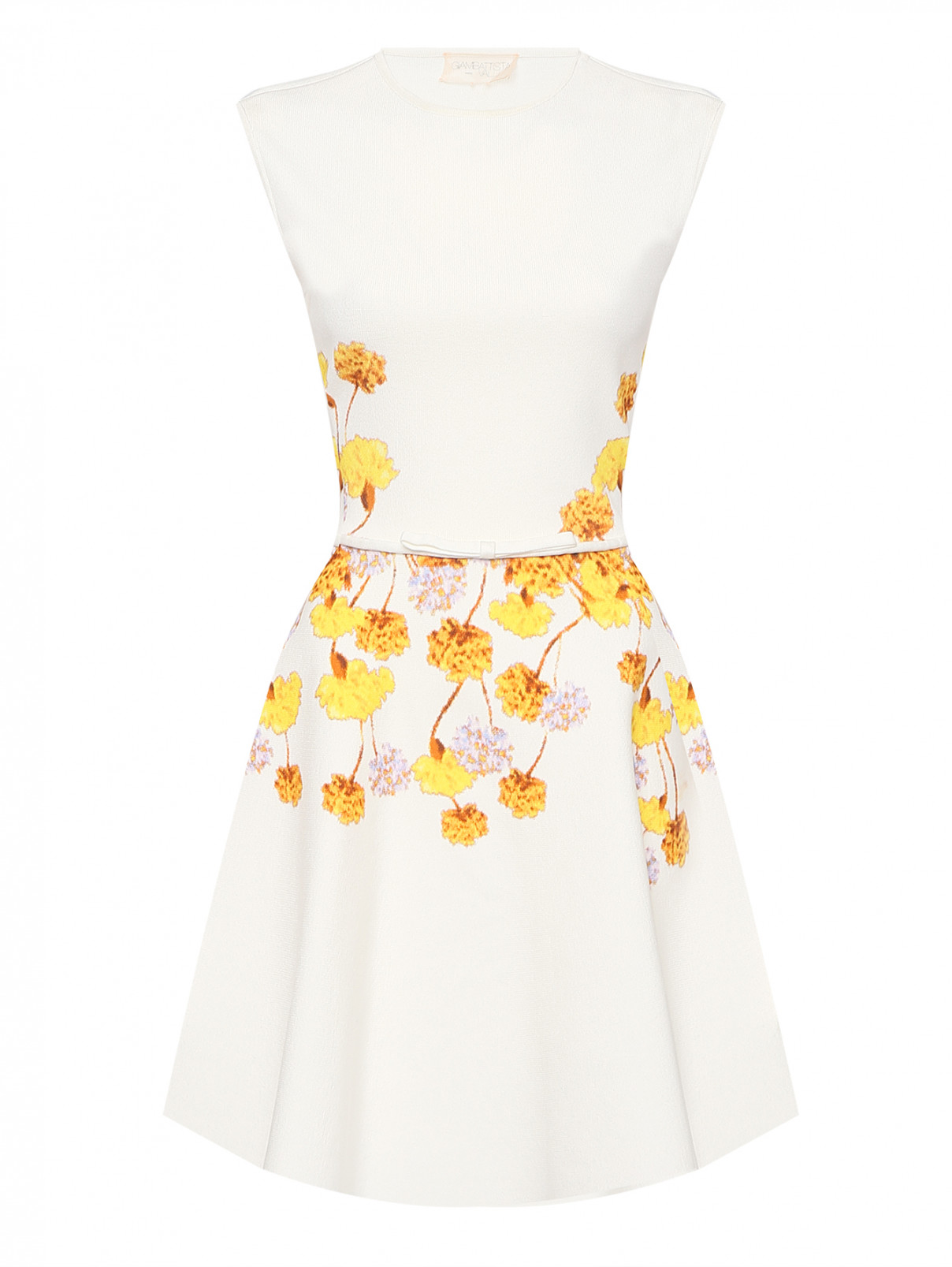 Платье из вискозы с цветочным узором Giambattista Valli  –  Общий вид  – Цвет:  Белый