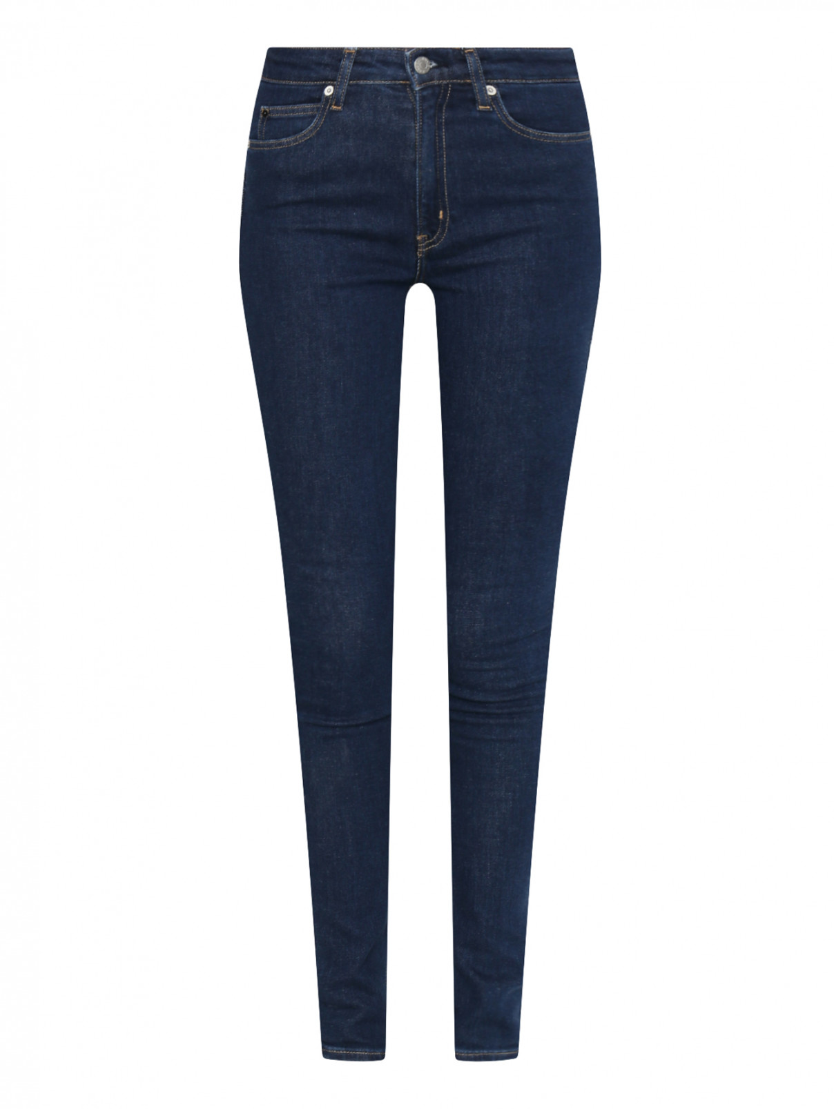 Узкие джинсы из темного денима Calvin Klein  –  Общий вид  – Цвет:  Синий
